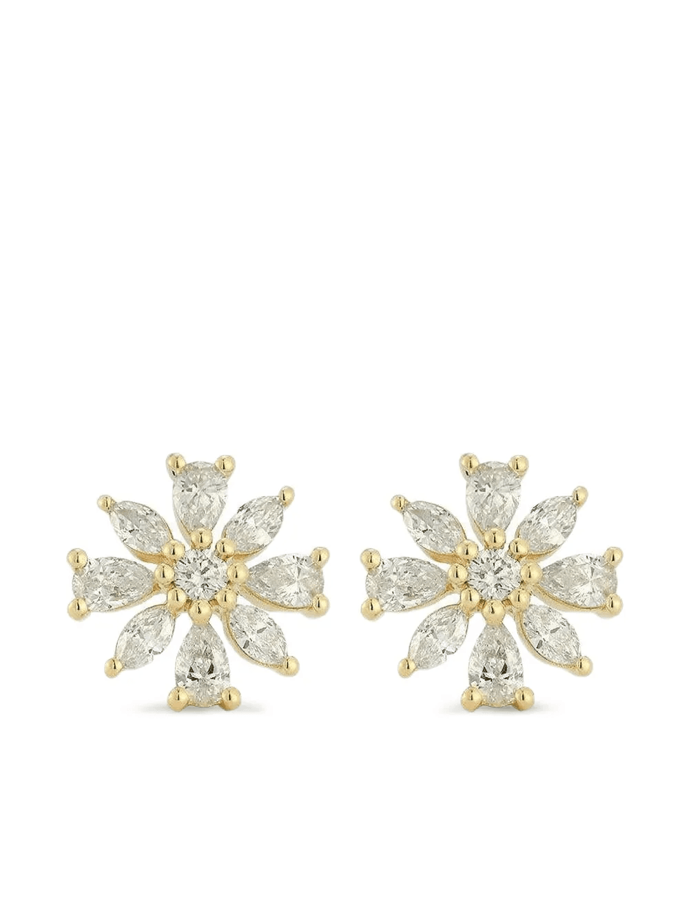 14K yellow gold diamond Alexa Jordyn flower stud earrings - Image 1