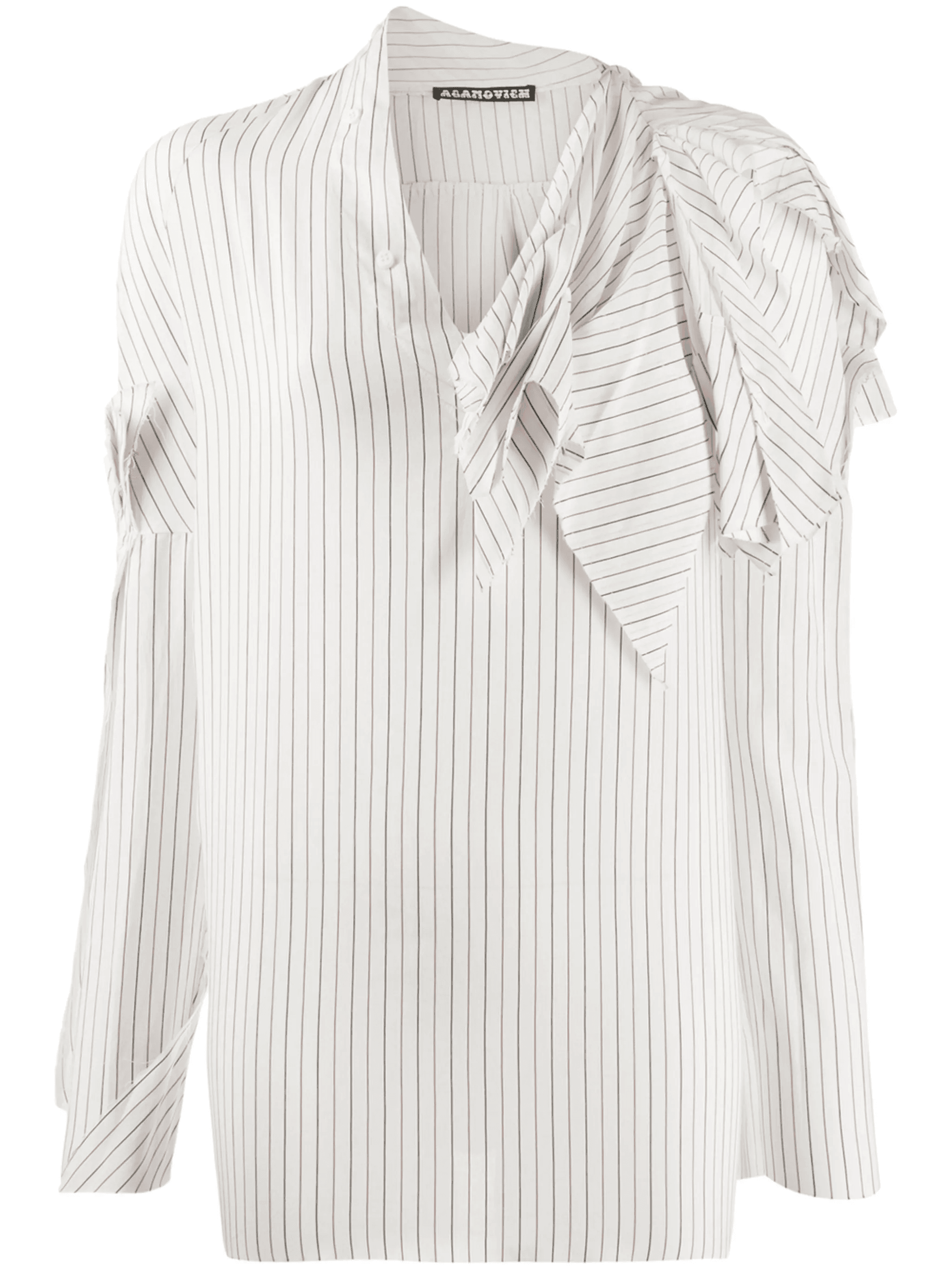striped raw edge shirt - Image 1