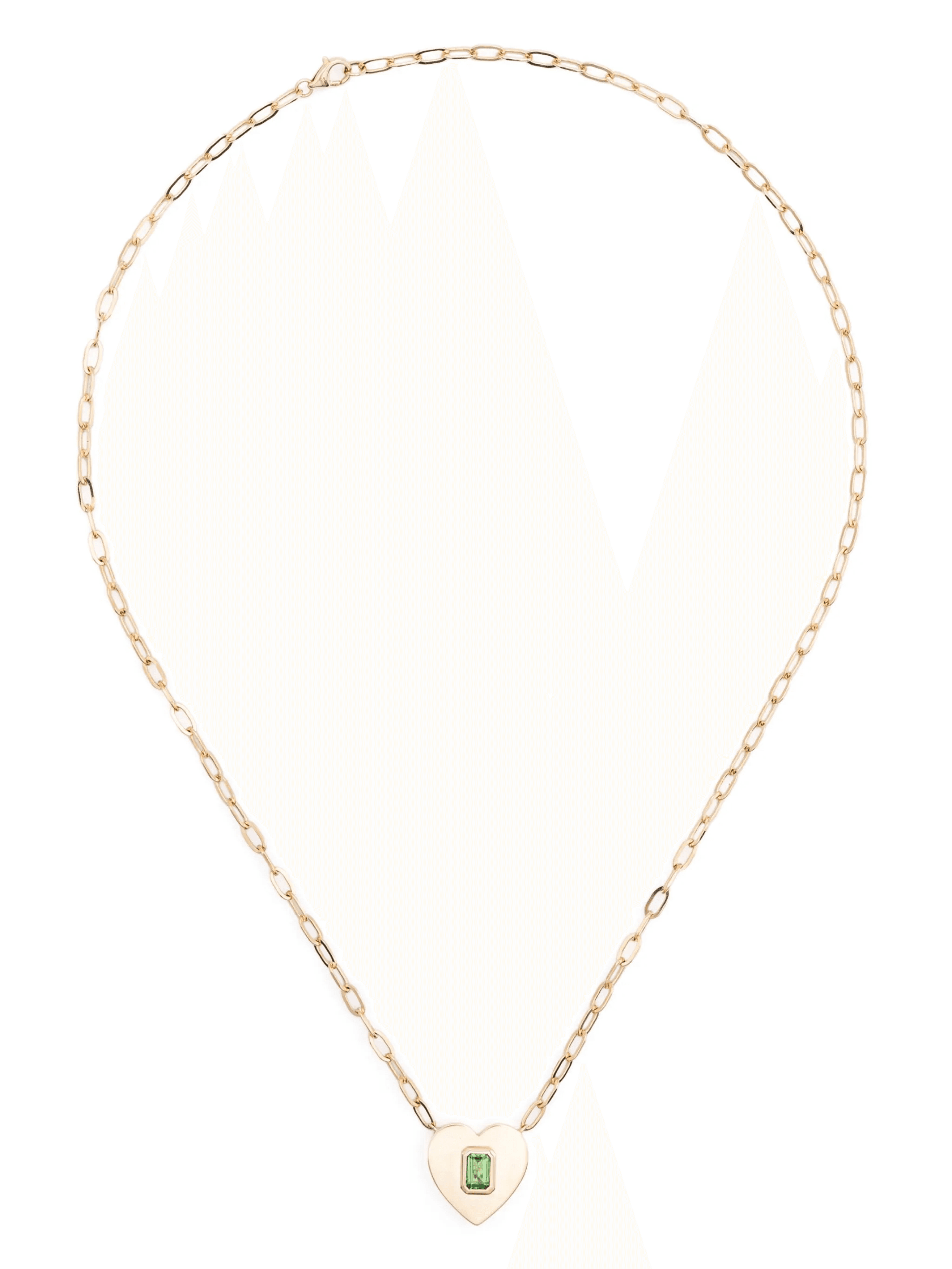 14kt yellow gold Heart green garnet necklace - Image 1