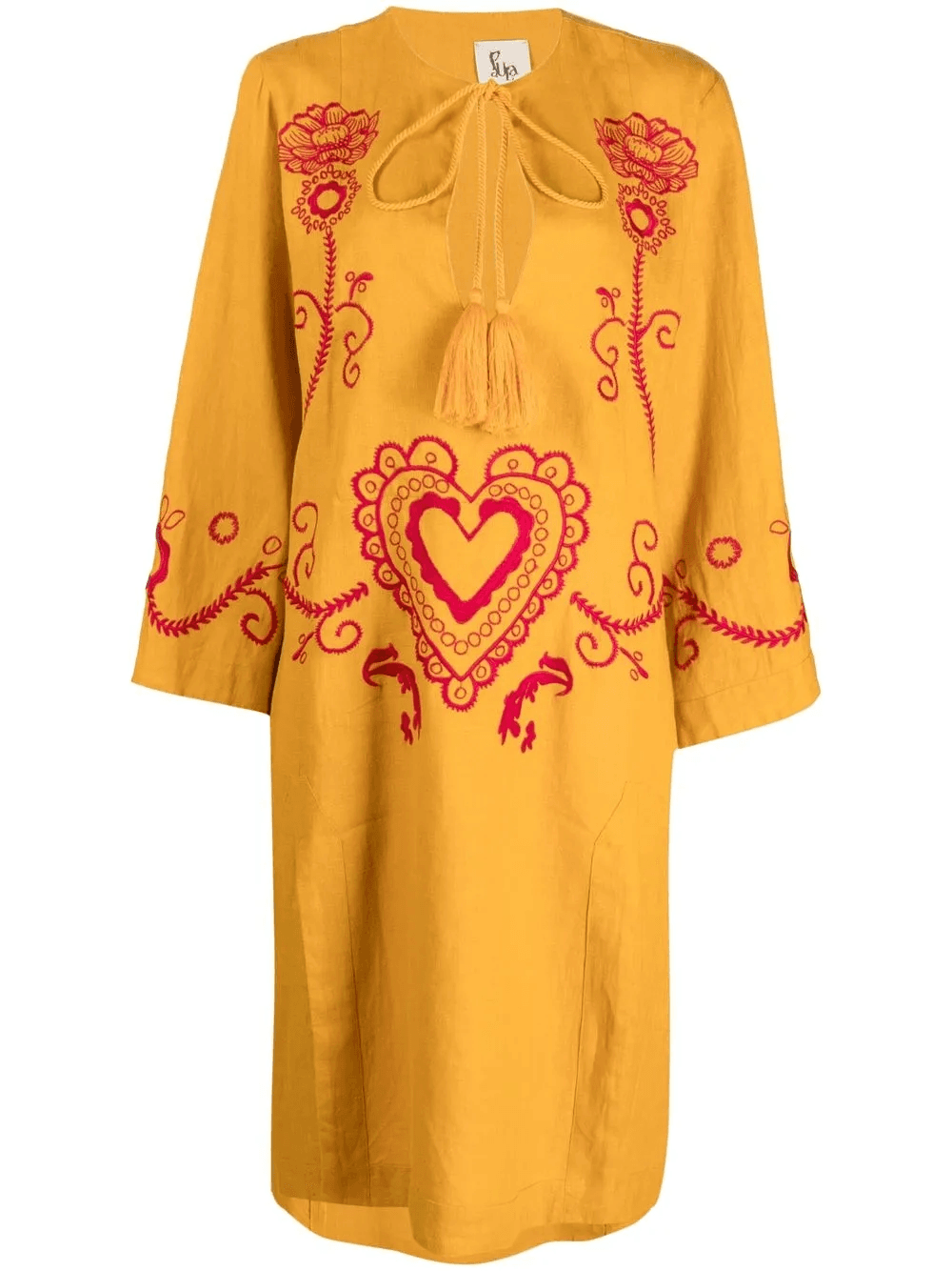 embroidered wide-sleeve kaftan dress - Image 1