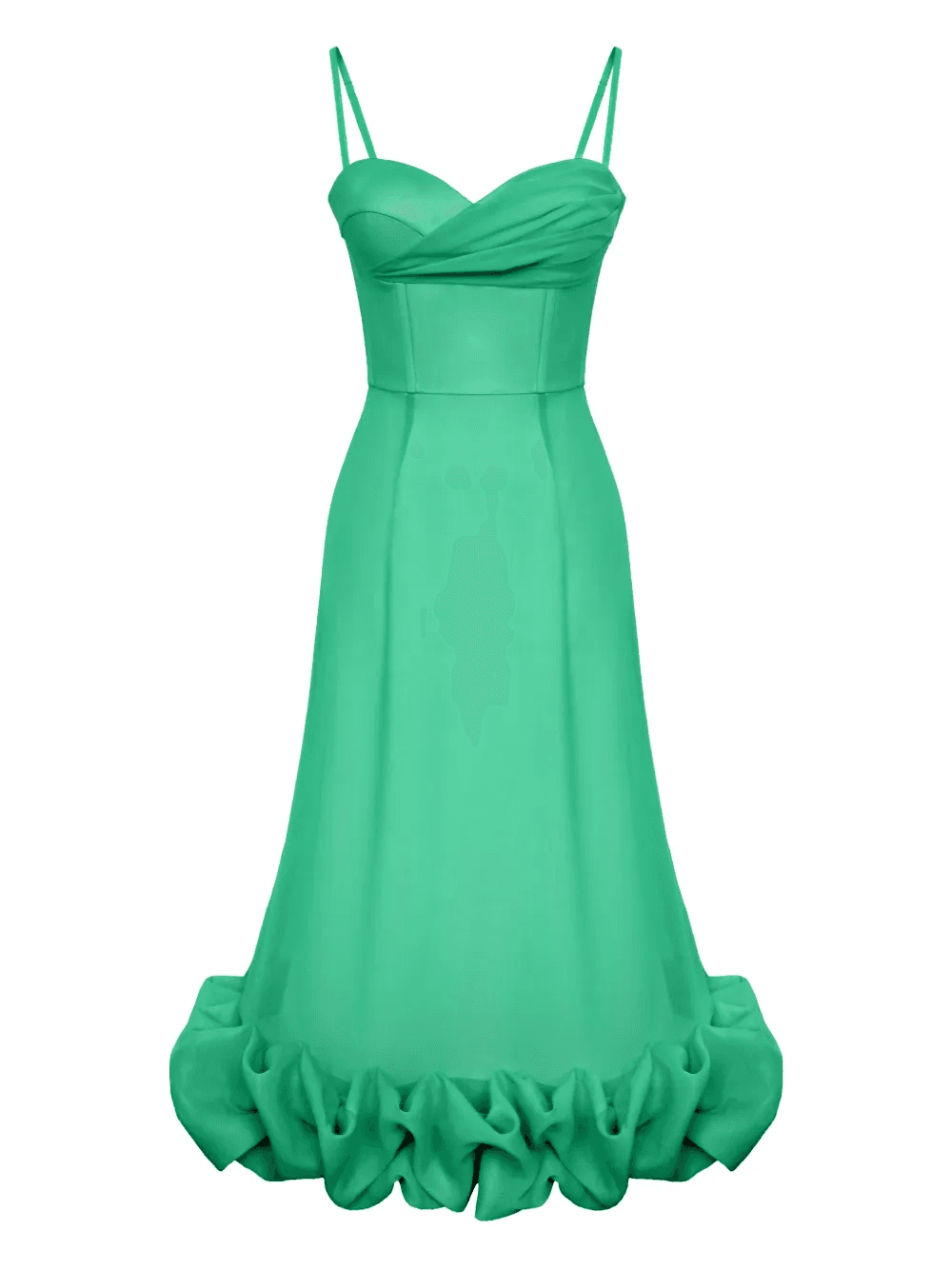 draped-bodice flounced-hem midi dress - Image 1