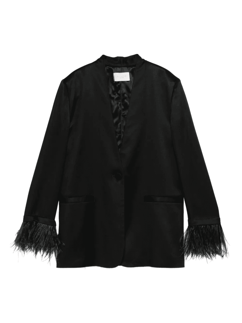 feather-trim pocket blazer - Image 1