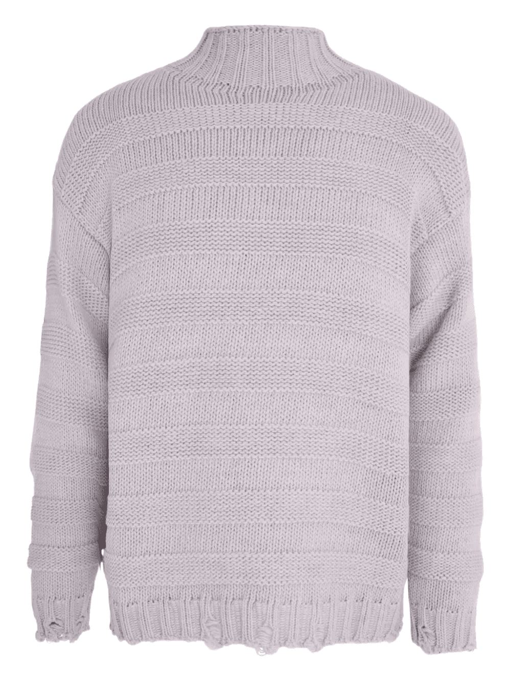 high-neck frayed-hem sweater - Image 1