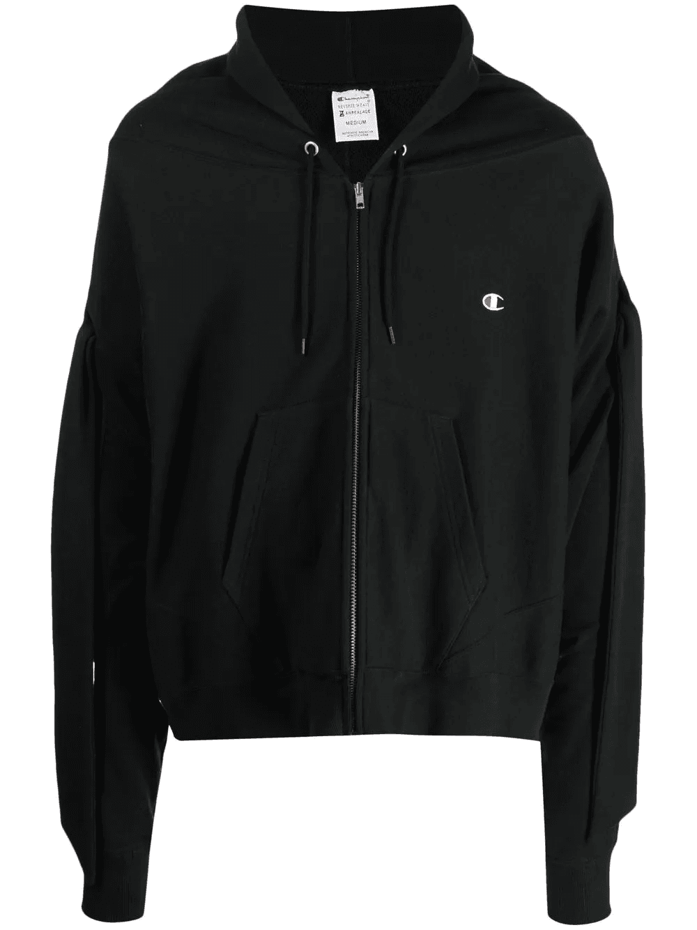 draped sleeve drawstring hoodie - Image 1