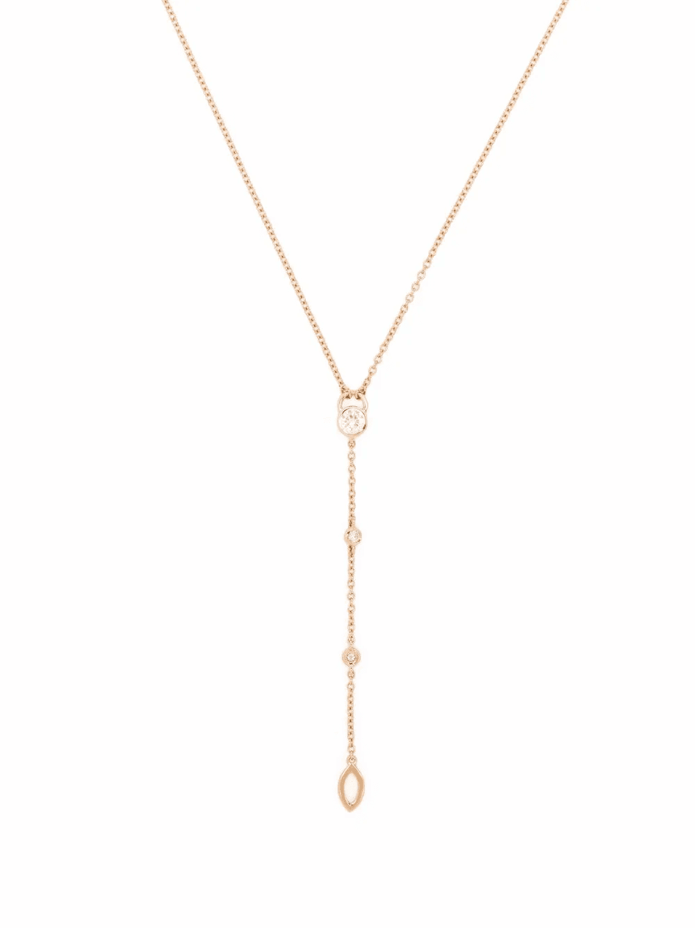 18kt recycled rose gold CO laboratory-grown diamond tie necklace - Image 1