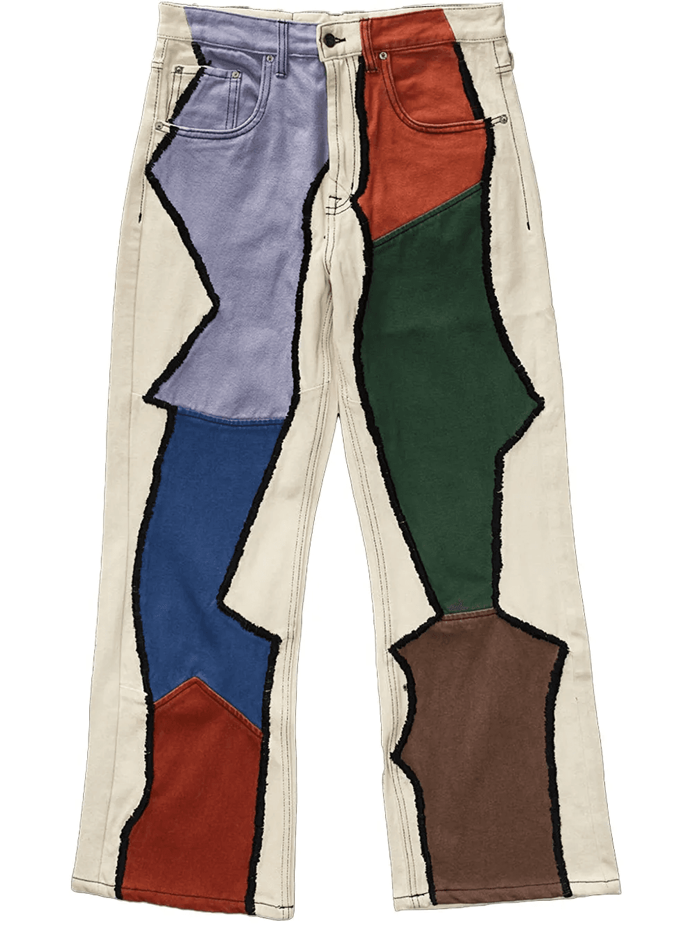 Patchwork Semi-Flare "Blue" jeans - Image 1