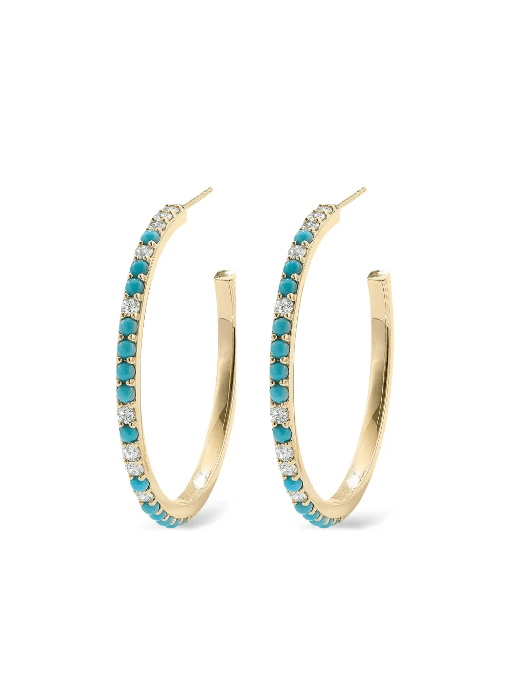 Giant Orb turquoise and diamond half-hoop earrings - Image 1