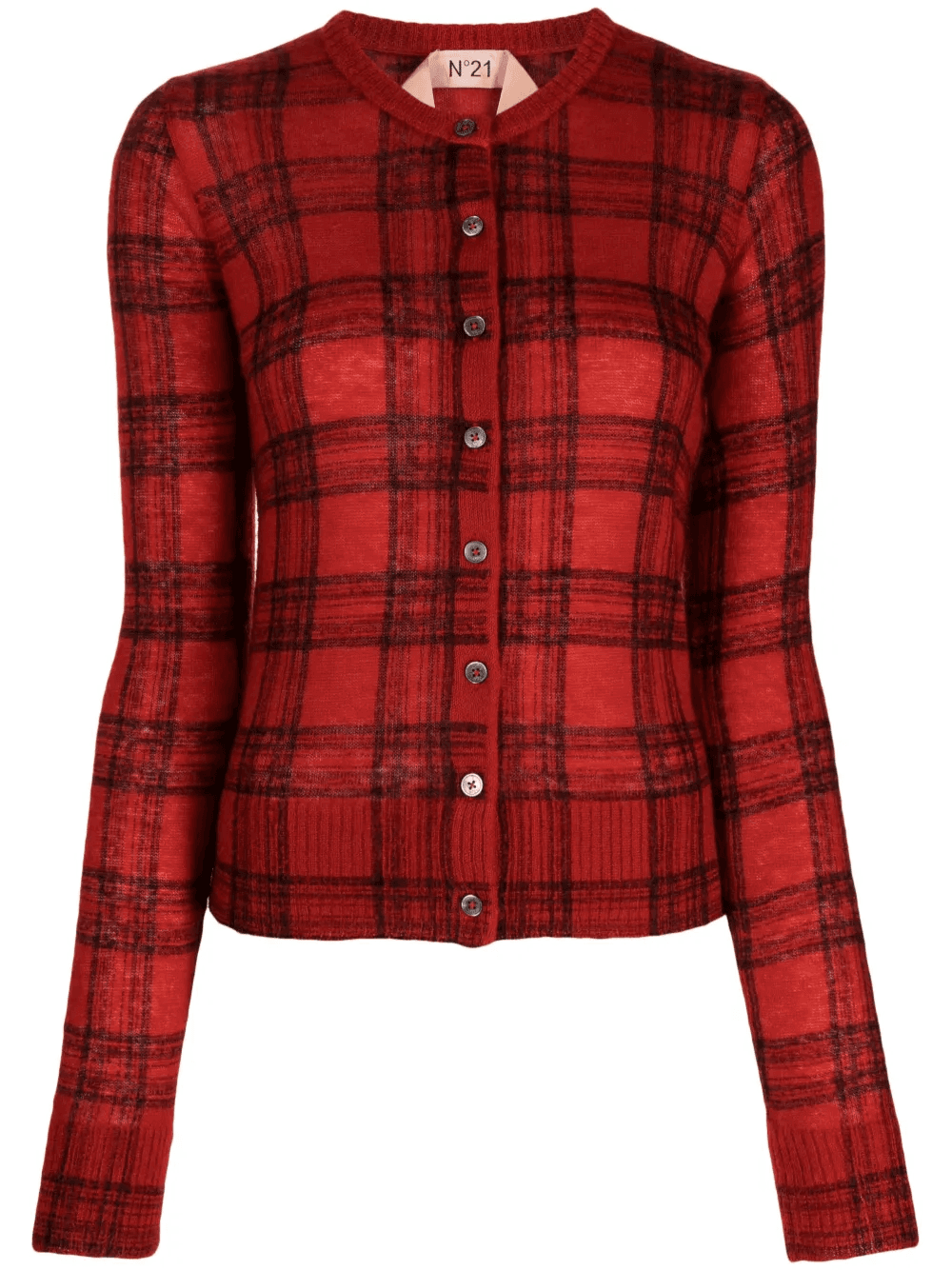 check-print buttoned cardigan - Image 1