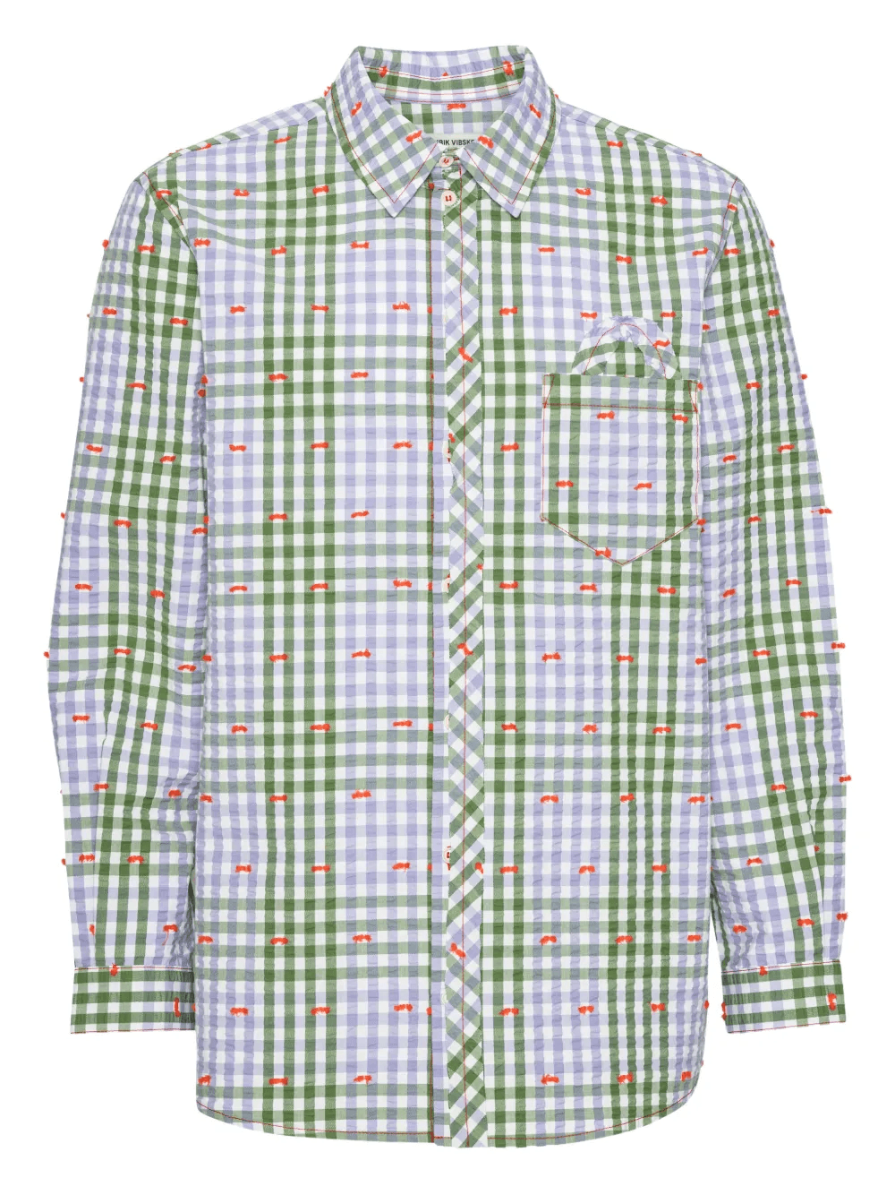 check embroidered shirt - Image 1