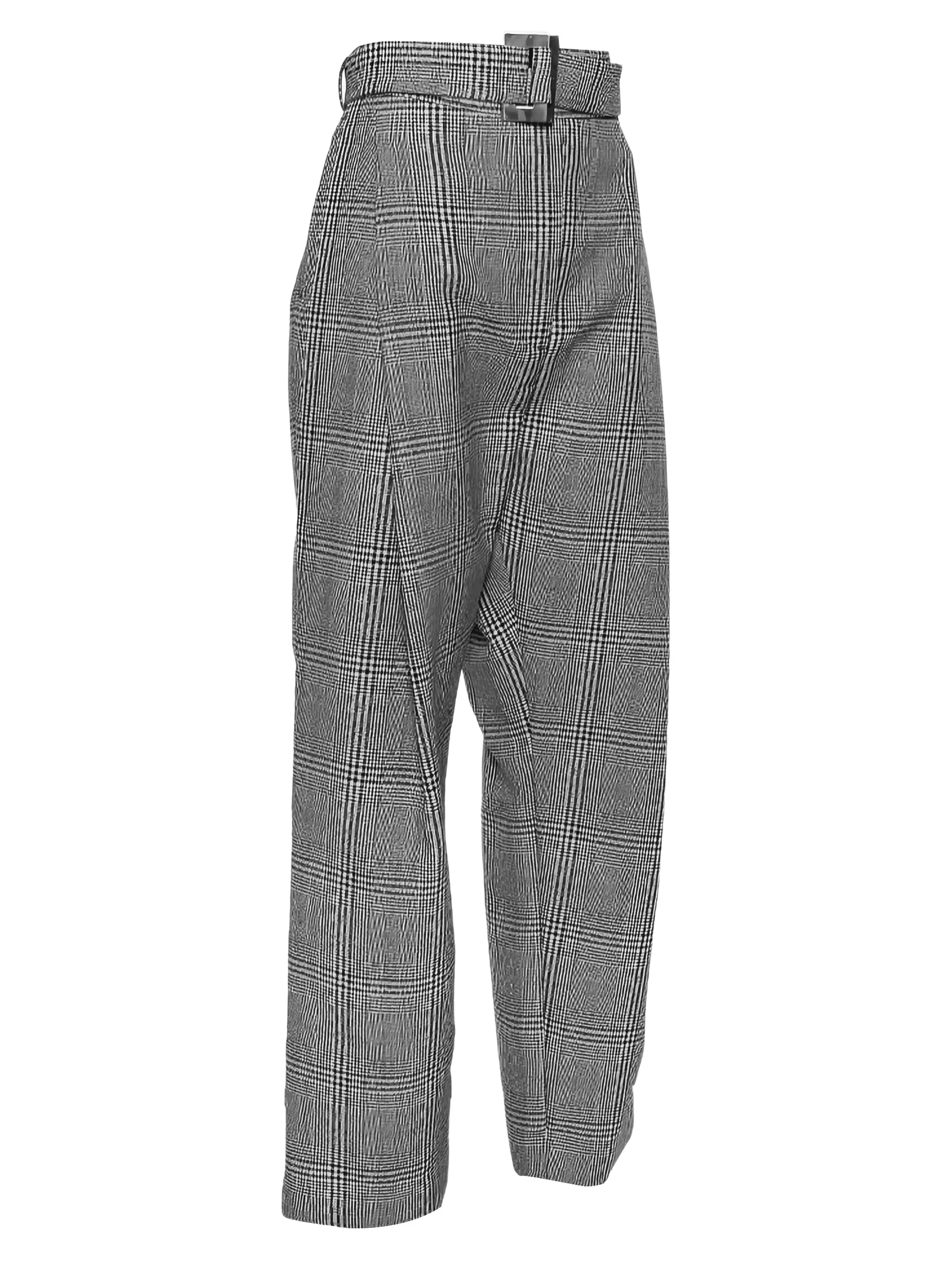 belted plaid trousers - Image 1