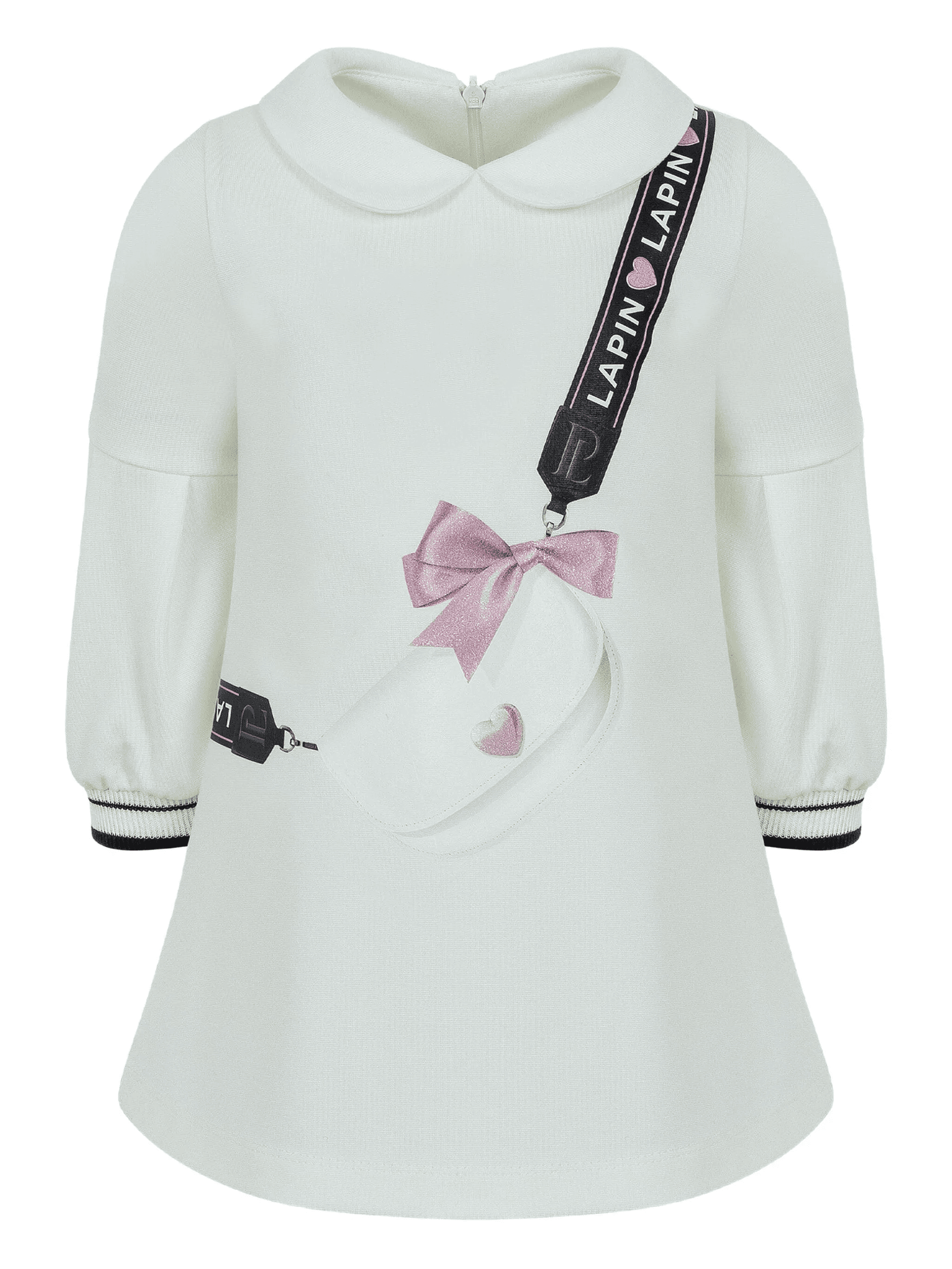 rounded-collar bag-print dress - Image 1