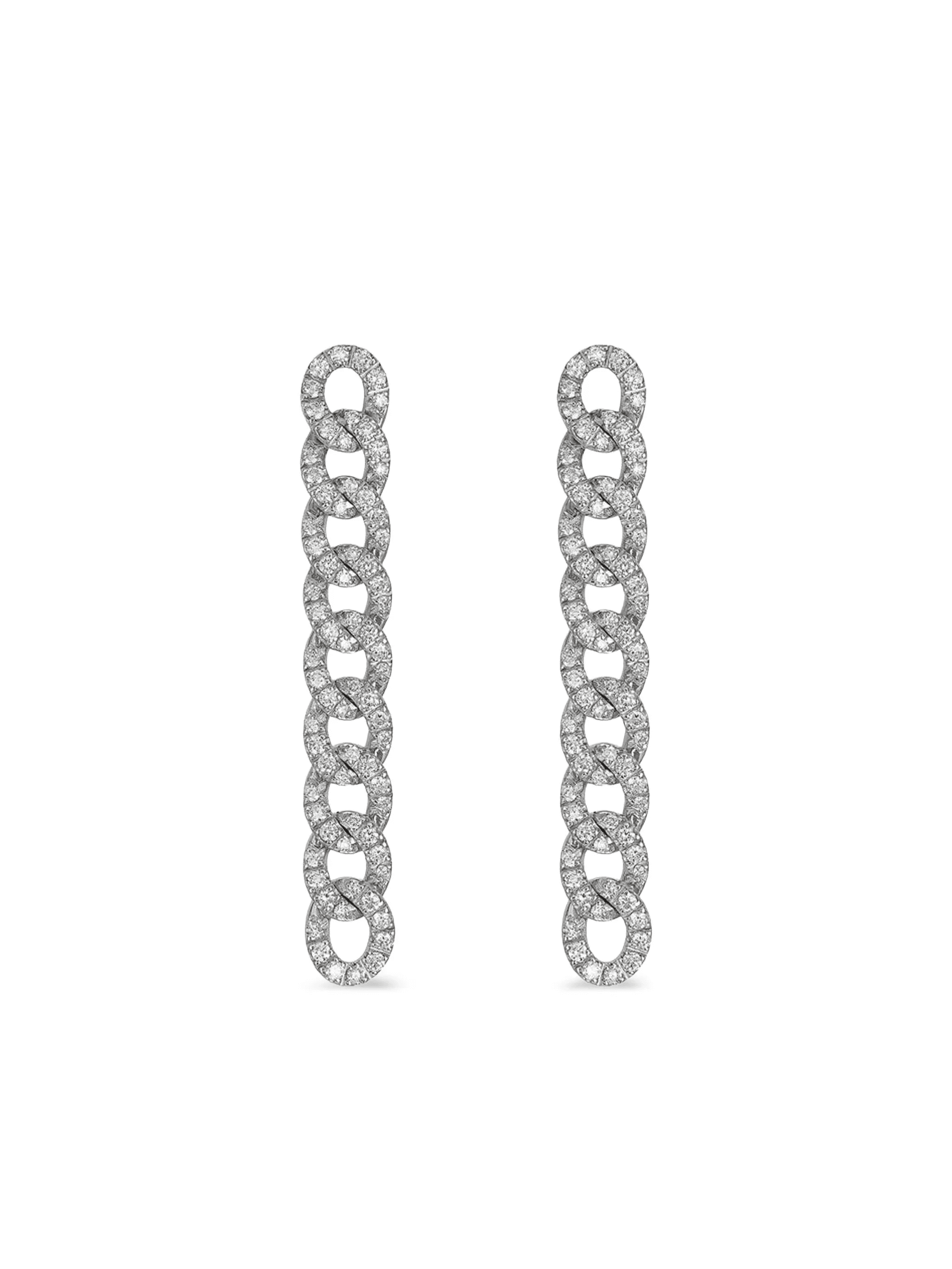18K white gold Groumette diamond drop earrings - Image 1