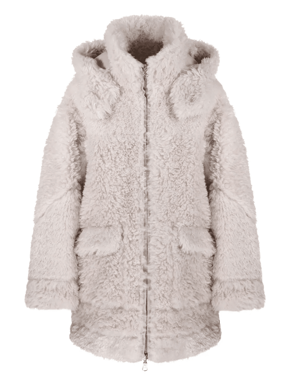 Reversible hooded fleece-lined coat - Image 1