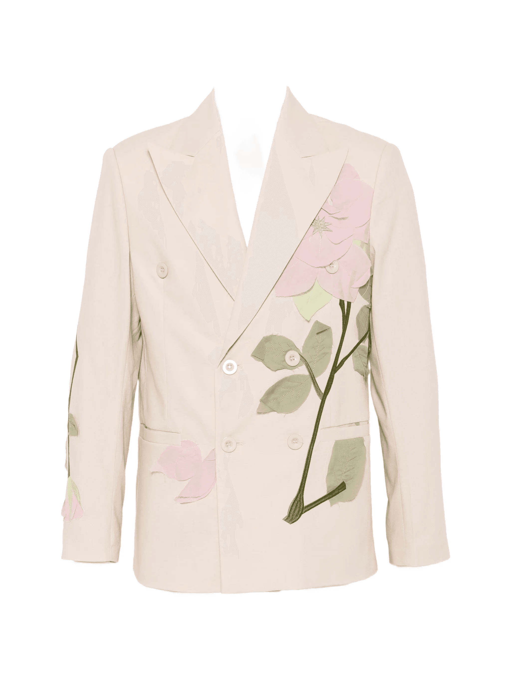 floral-detail double-breasted blazer - Image 1