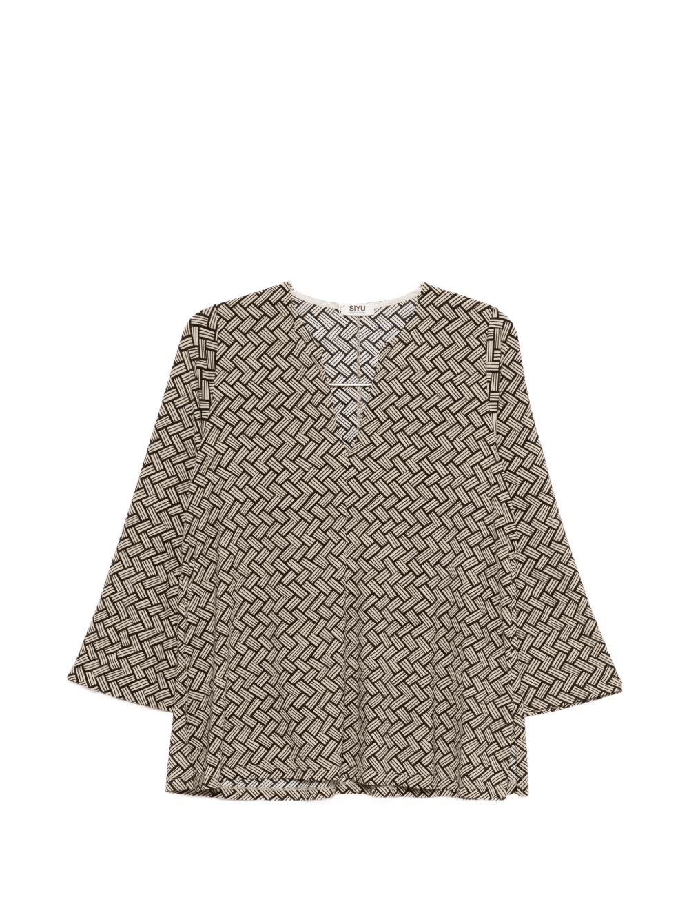 geometric-pattern V-neck blouse - Image 1