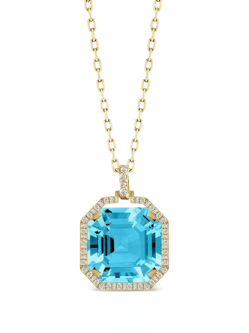 18K gold topaz and diamond necklace - Image 1