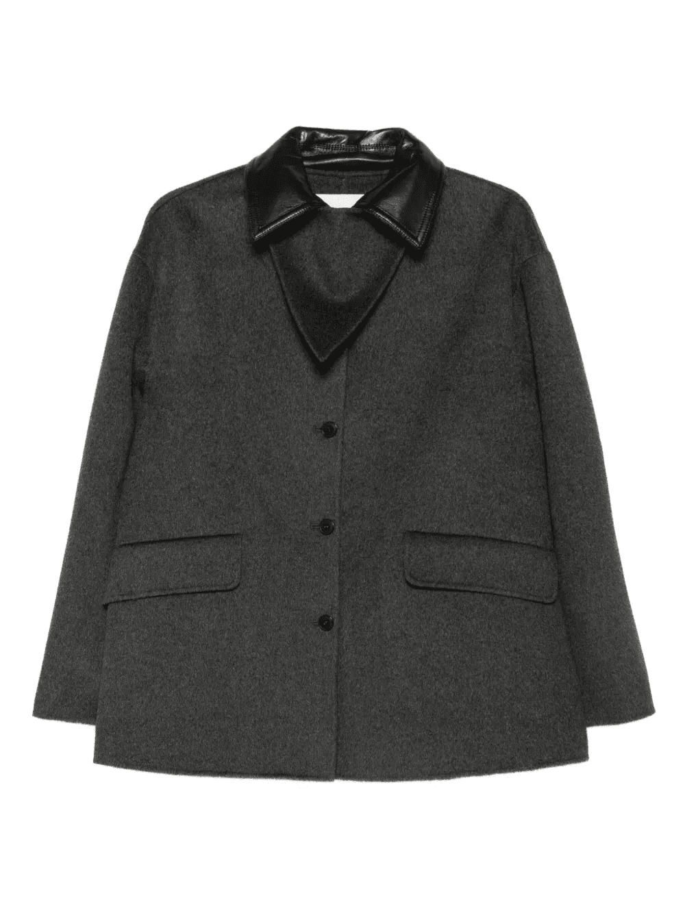 contrast-collar wool jacket - Image 1