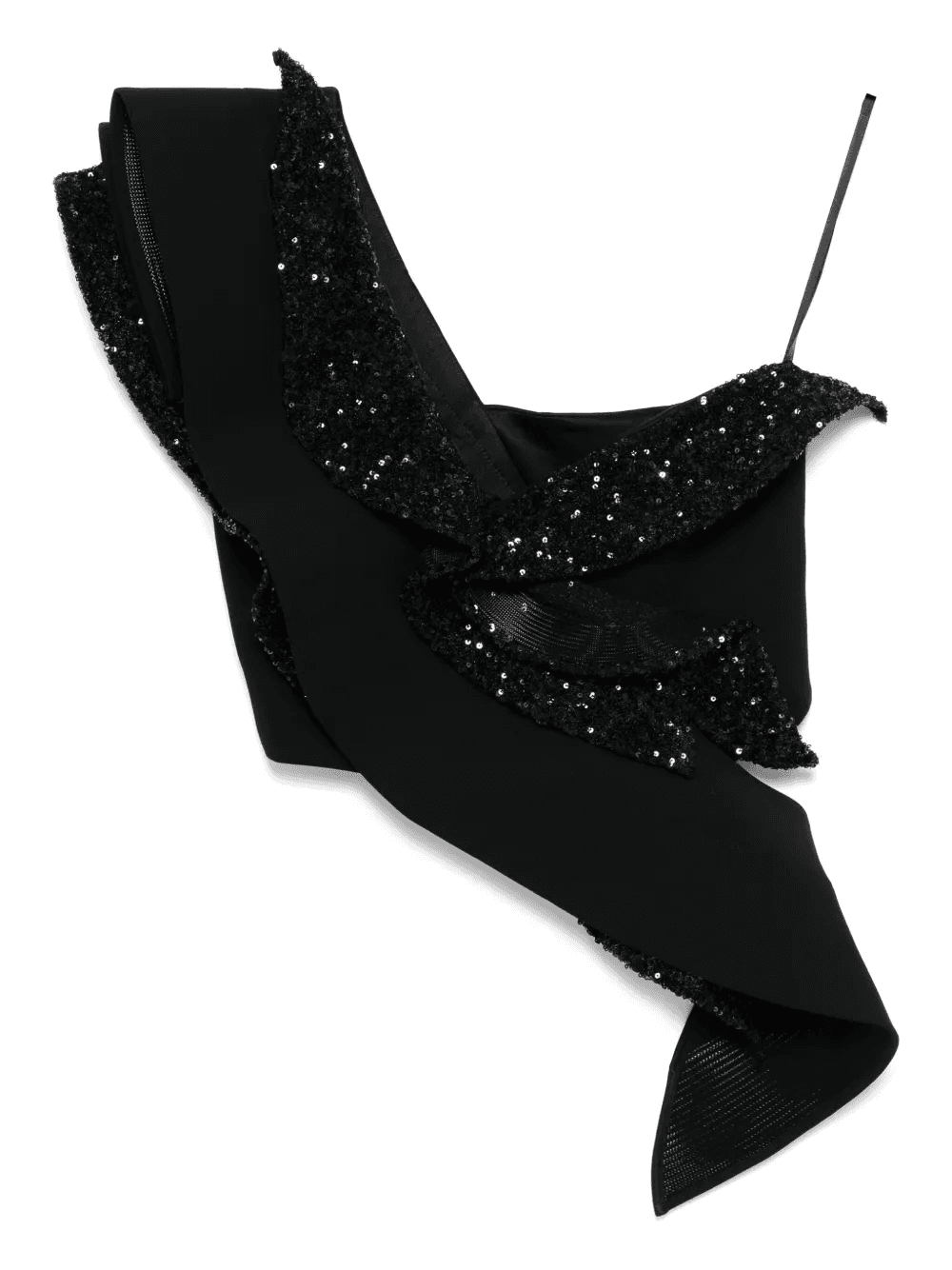 asymmetric sequinned frill corset top - Image 1