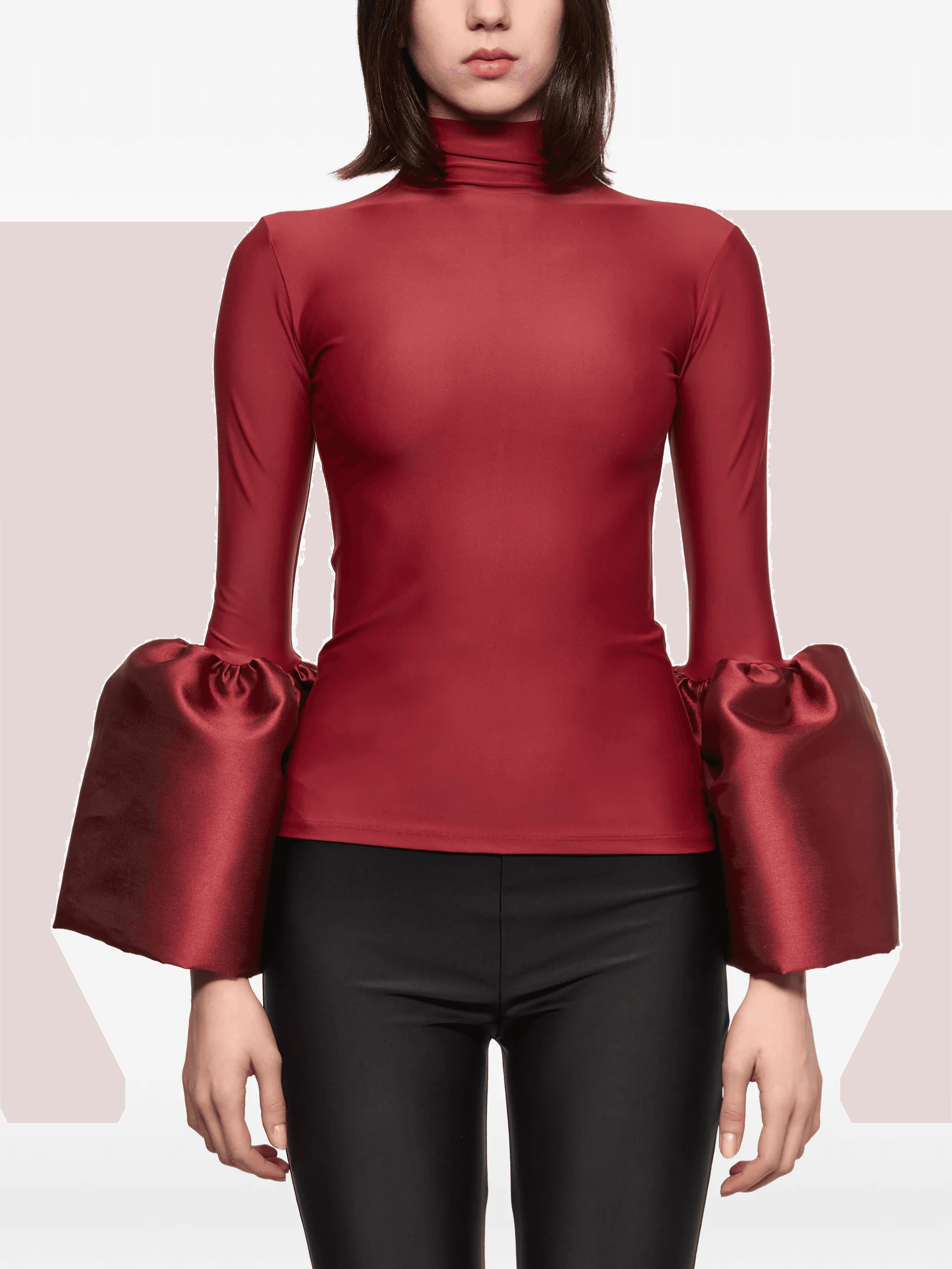 bell-sleeve roll-neck top - Image 1