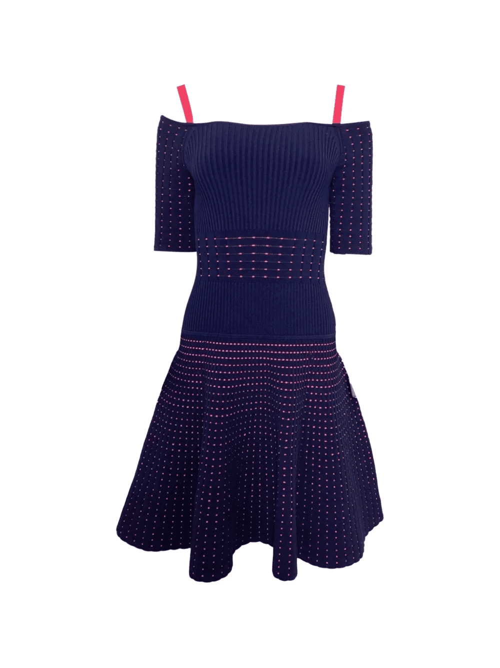 cold-shoulder ribbed knee-length dress - Image 1