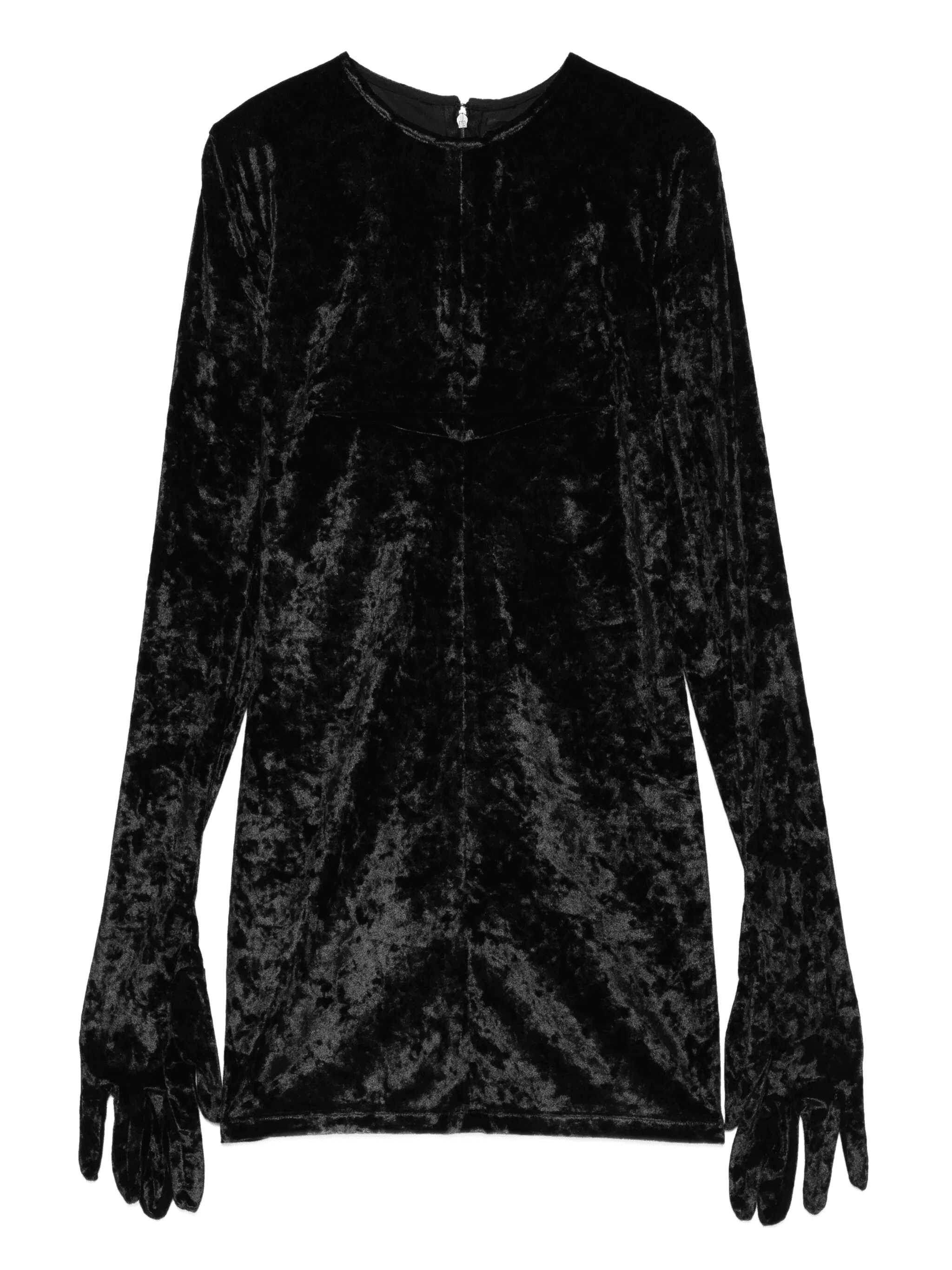 velvet long-sleeve gloves dress - Image 1
