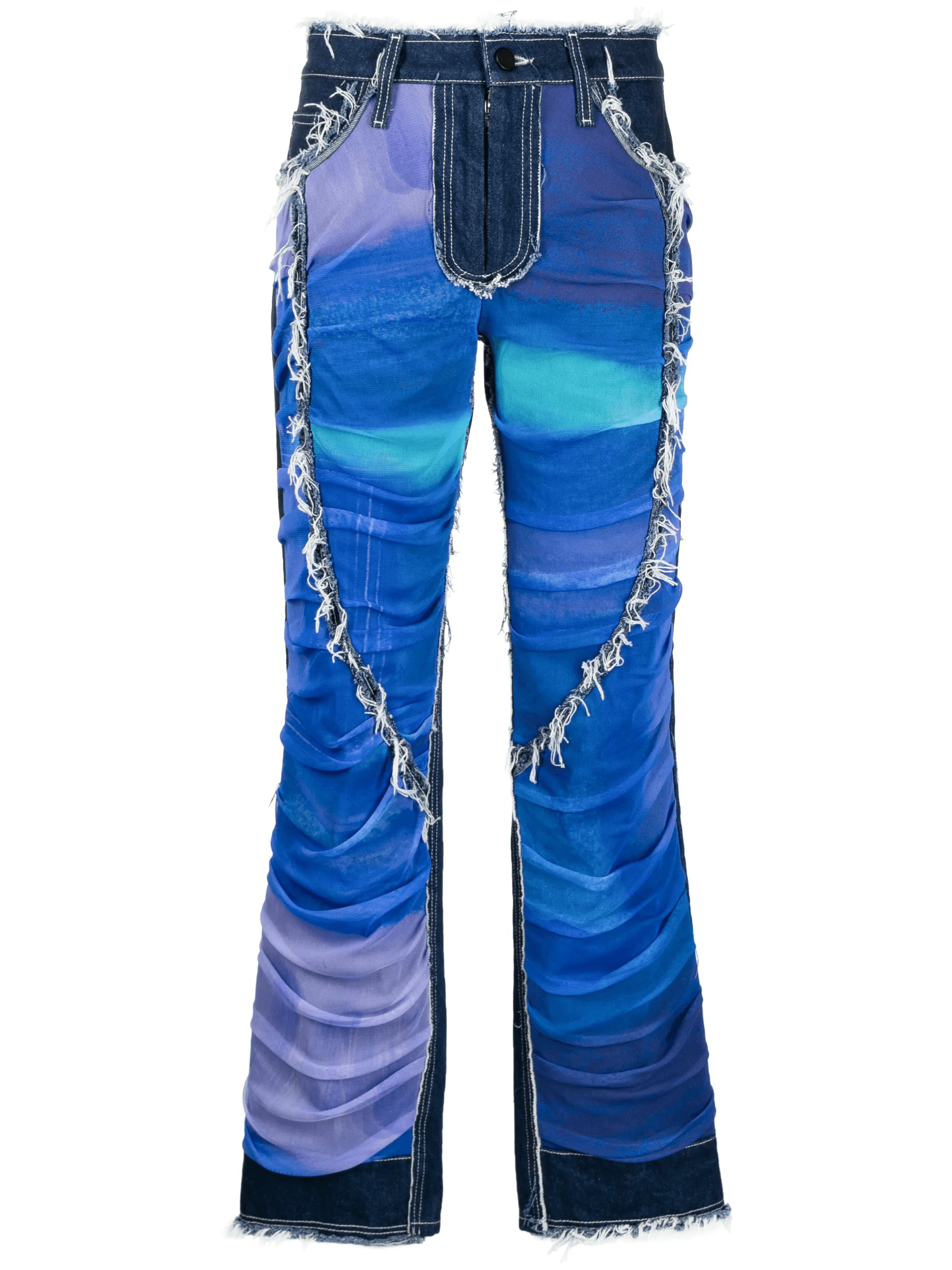 tulle-panels straight-leg jeans - Image 1