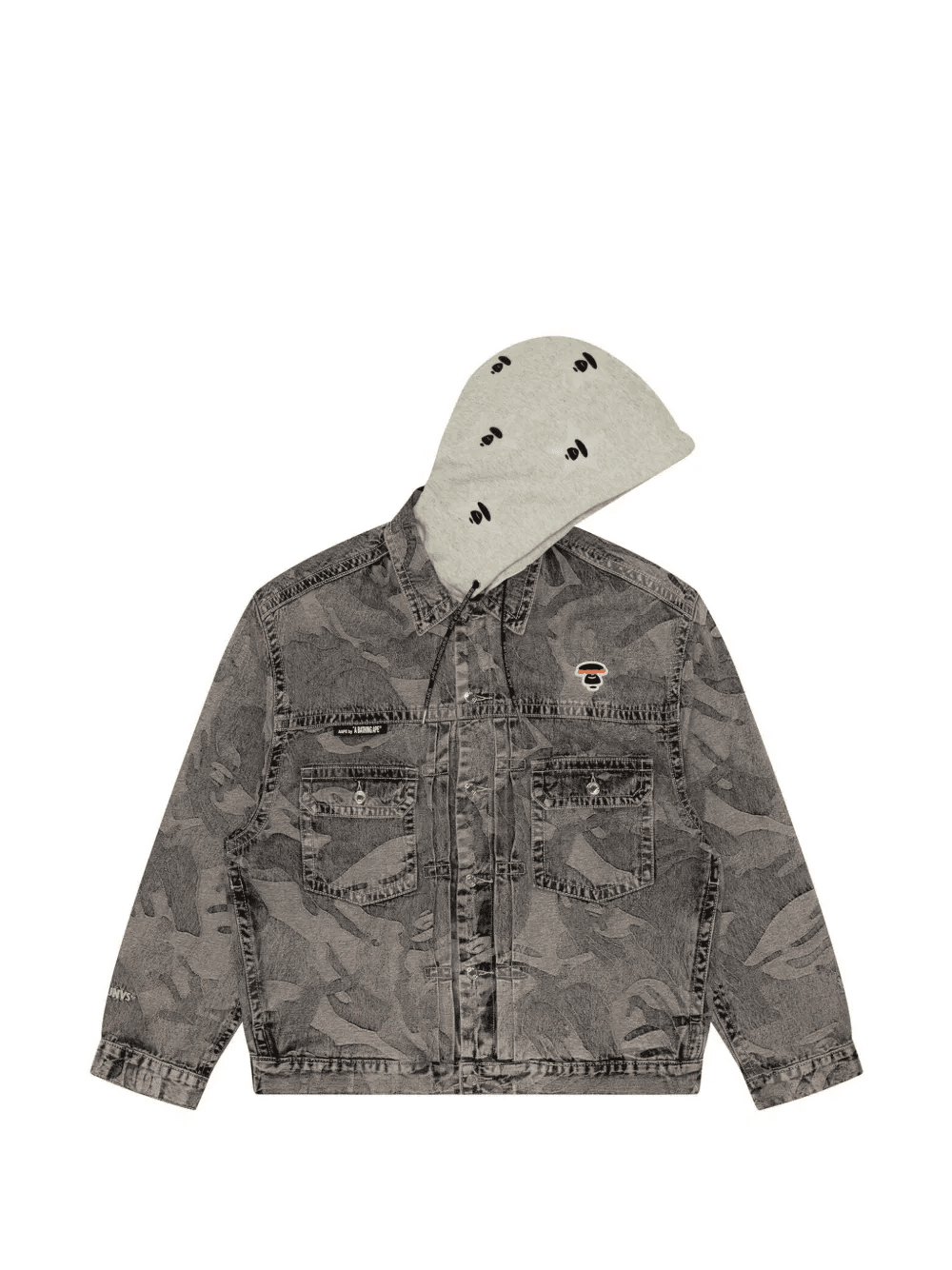 panelled hooded denim jacket