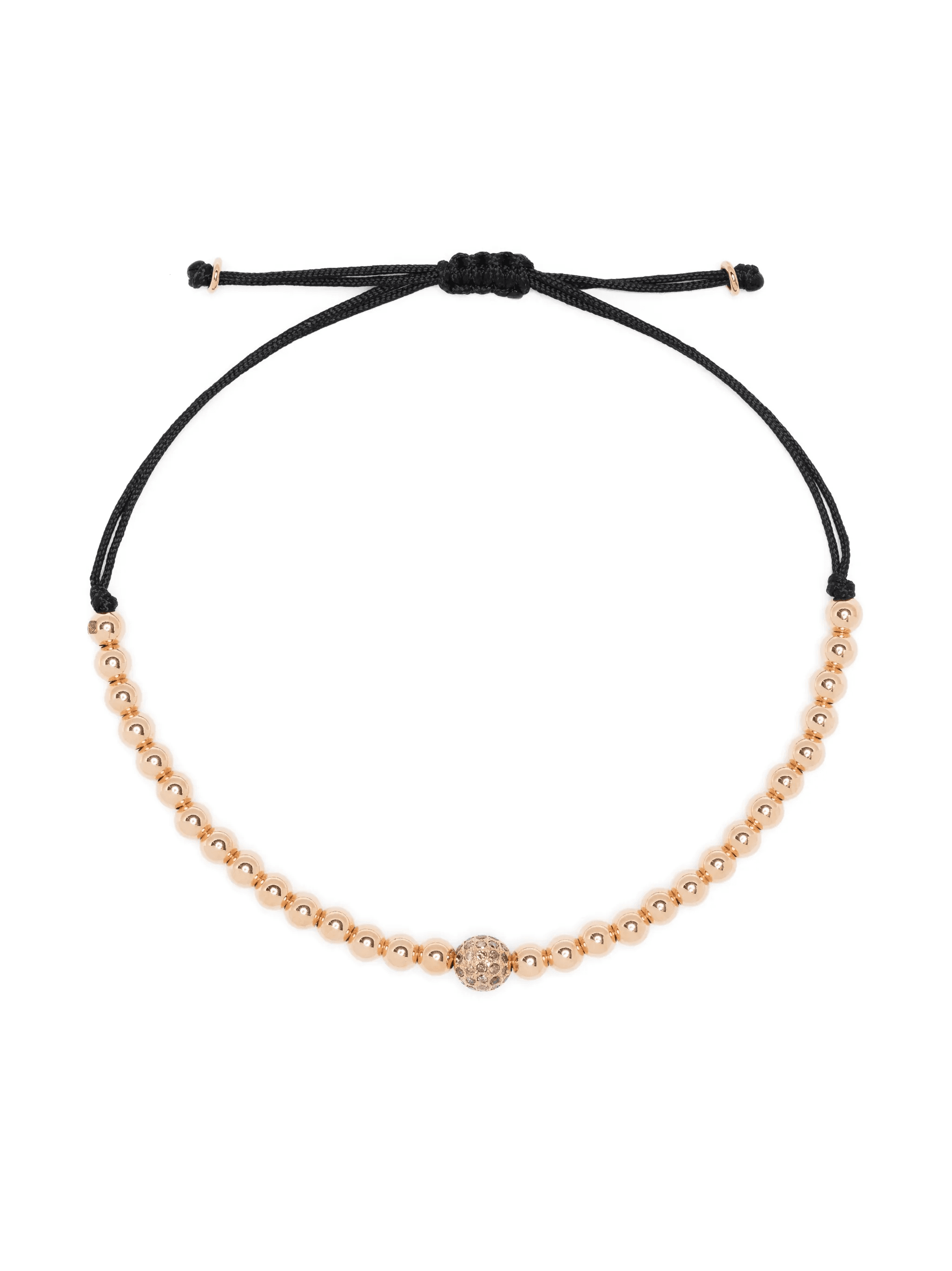 18kt rose gold diamond beaded cord bracelet - Image 1