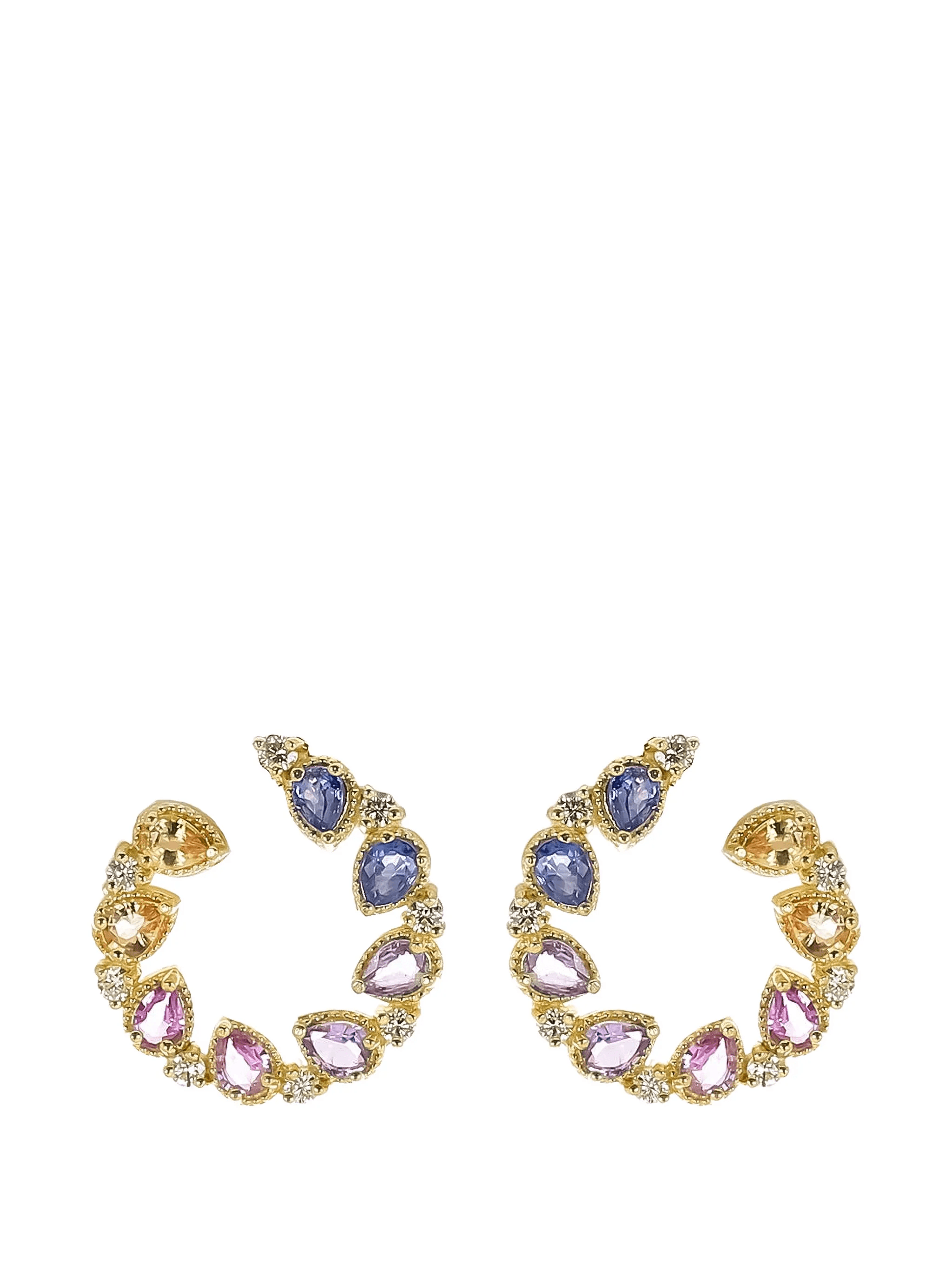 Jasmine Bloom Bypass sapphire and diamond hoop earrings - Image 1