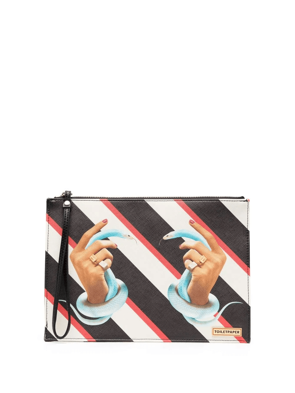 striped graphic-print clutch-bag - Image 1