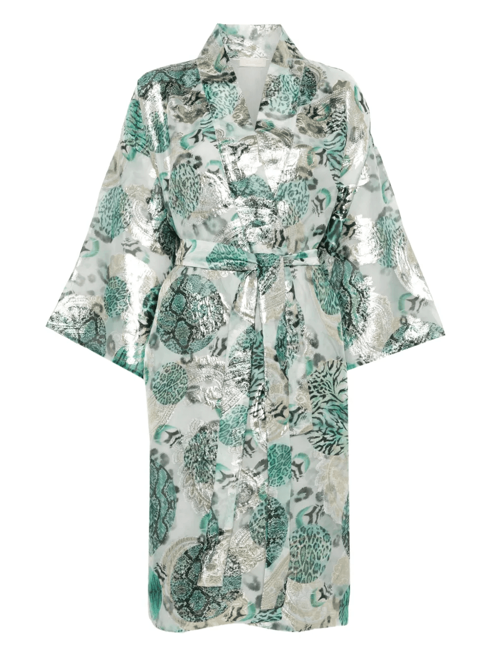 metallic-print mid-length robe - Image 1