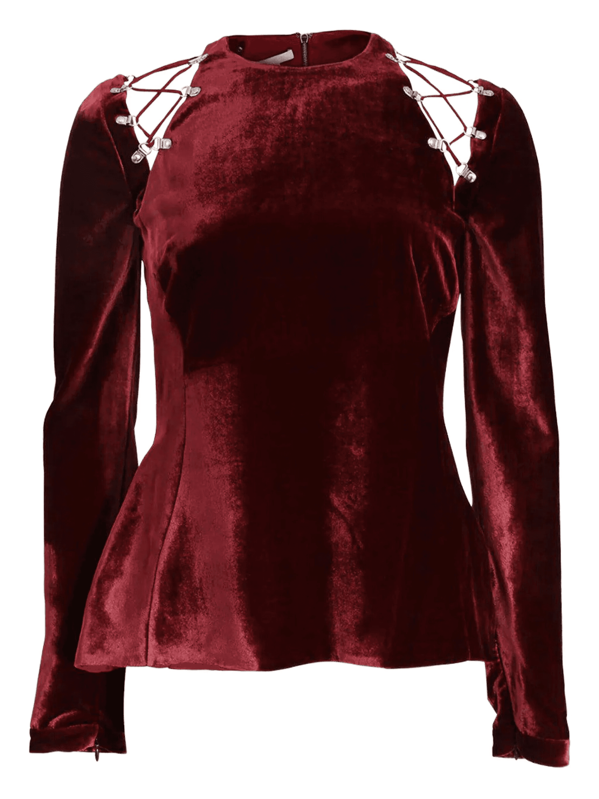 lace-up velvet blouse - Image 1