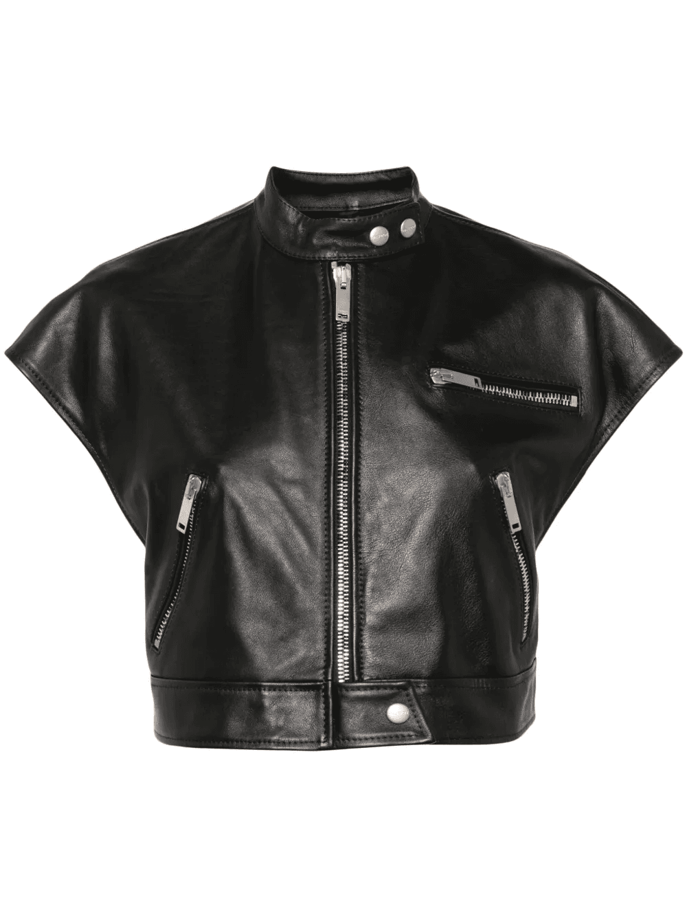 short-sleeve cropped biker jacket - Image 1