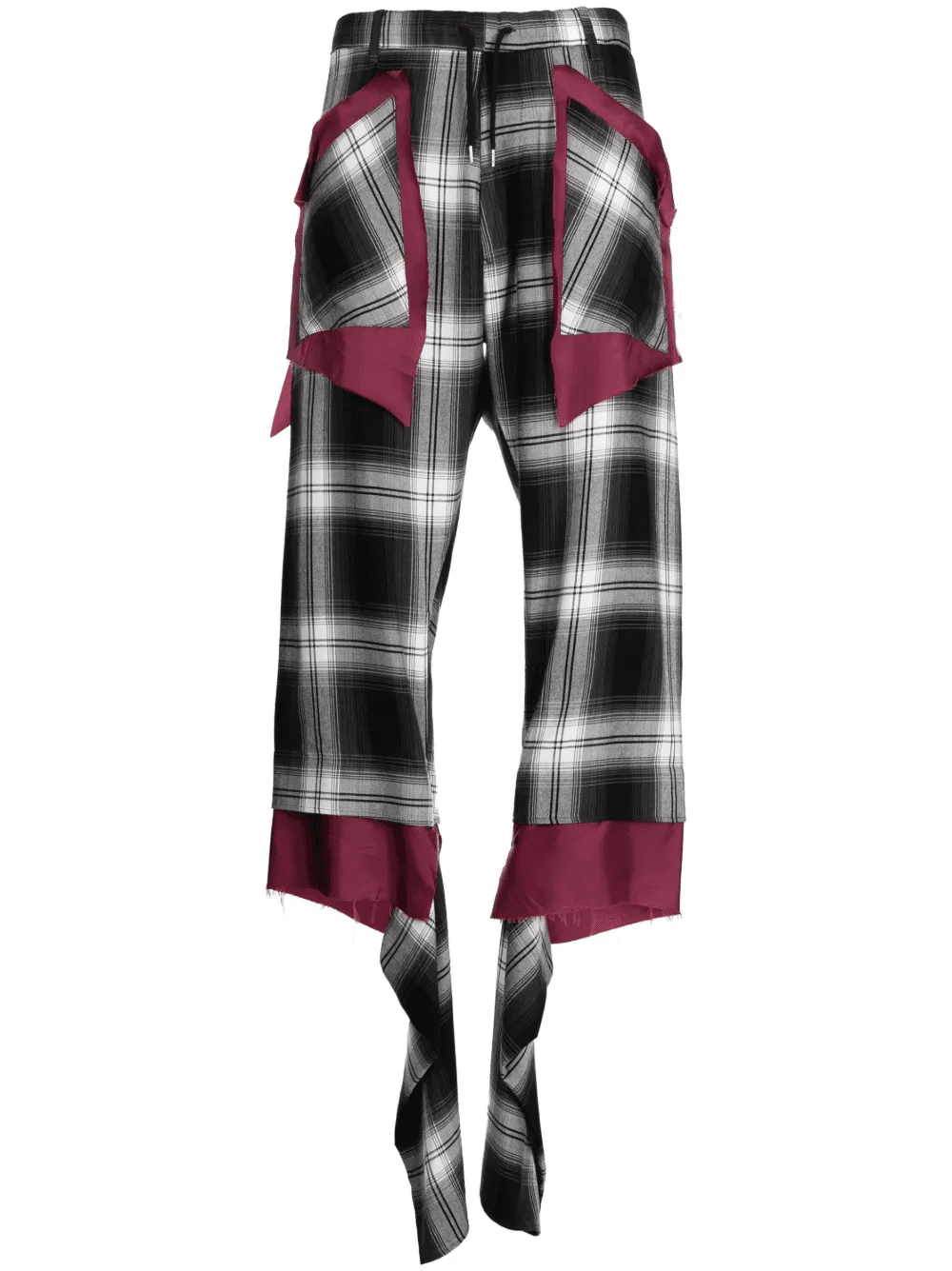 check-print asymmetric trousers - Image 1