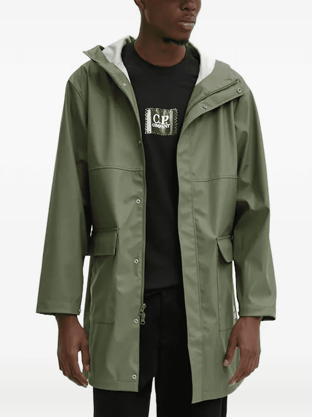 hooded flap-pockets raincoat - Image 1