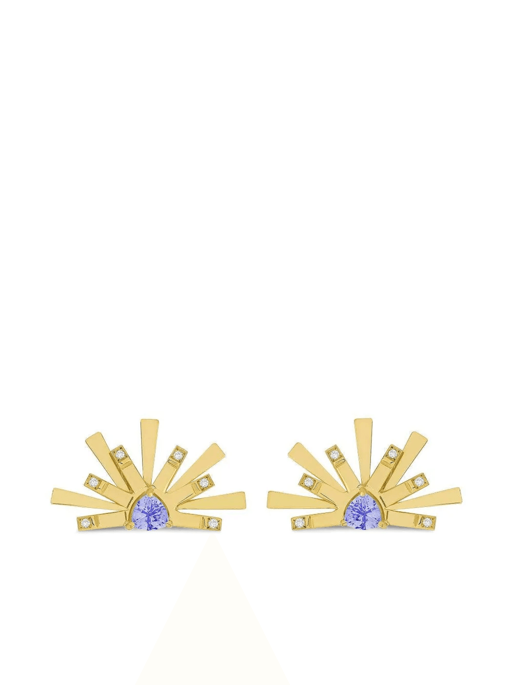 18K yellow gold Tanzanite Diamond Sun earrings - Image 1