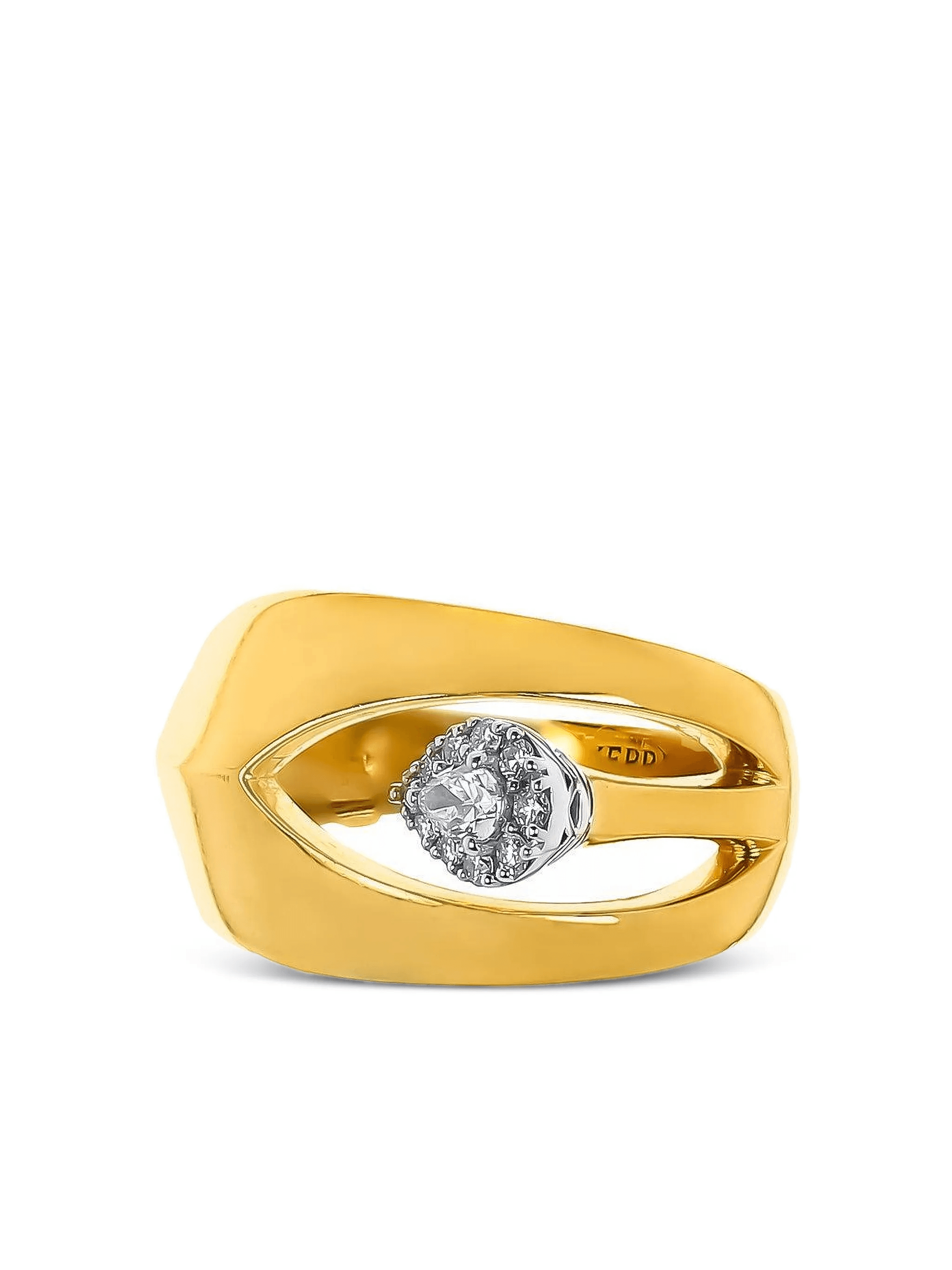 18K yellow gold diamond ring - Image 1