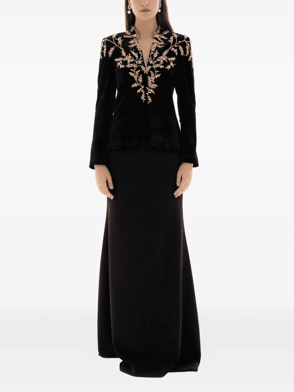 embroidered velvet maxi dress - Image 1