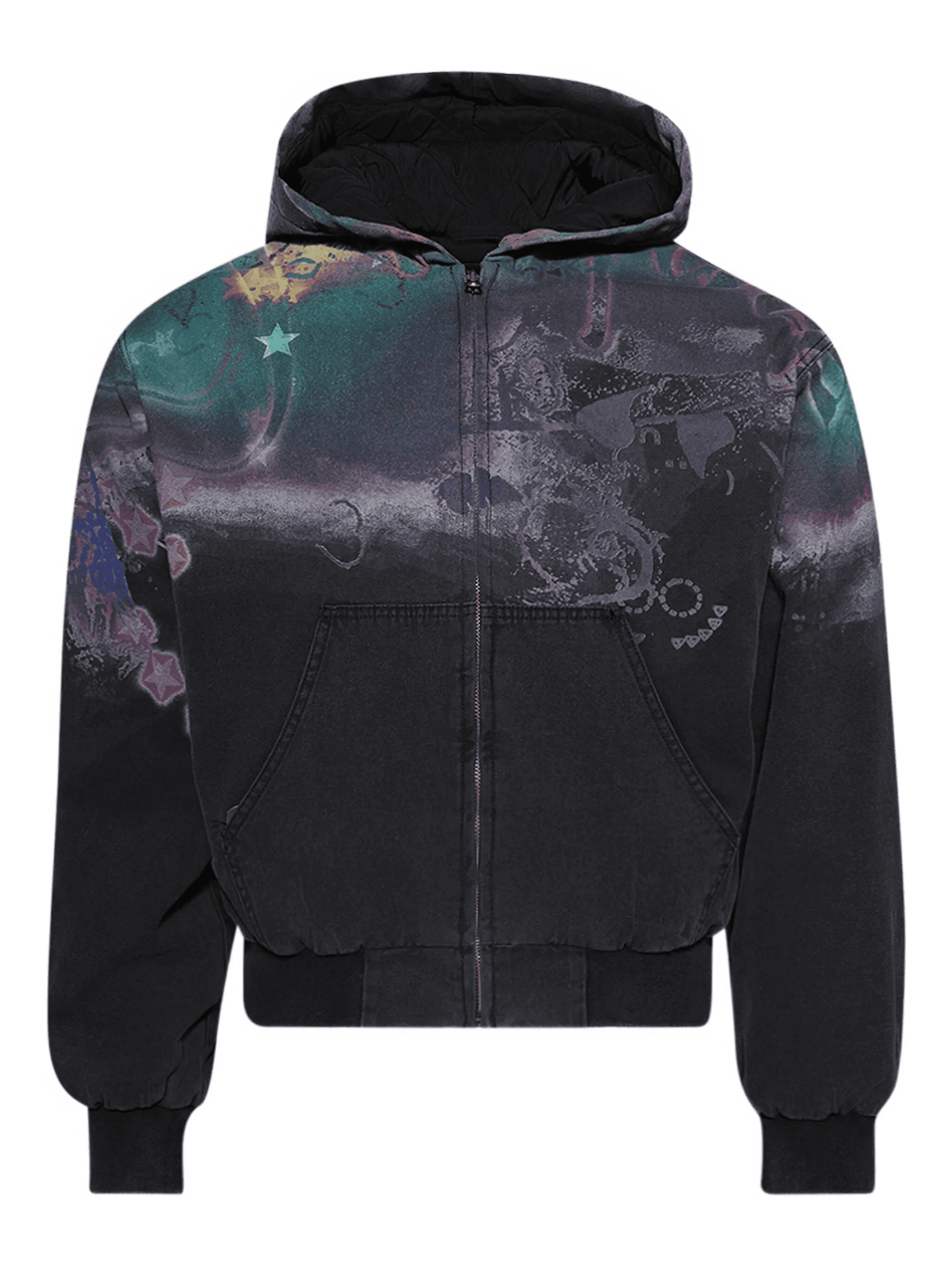 abstract-print zip-up hoodie - Image 1
