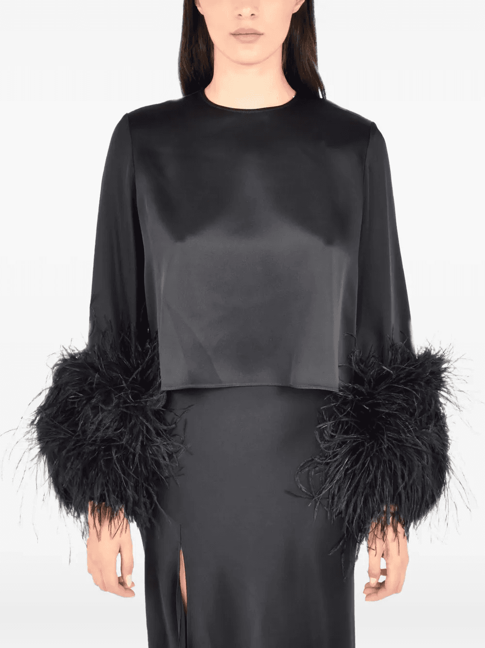 ostrich-feathers long sleeves top - Image 1