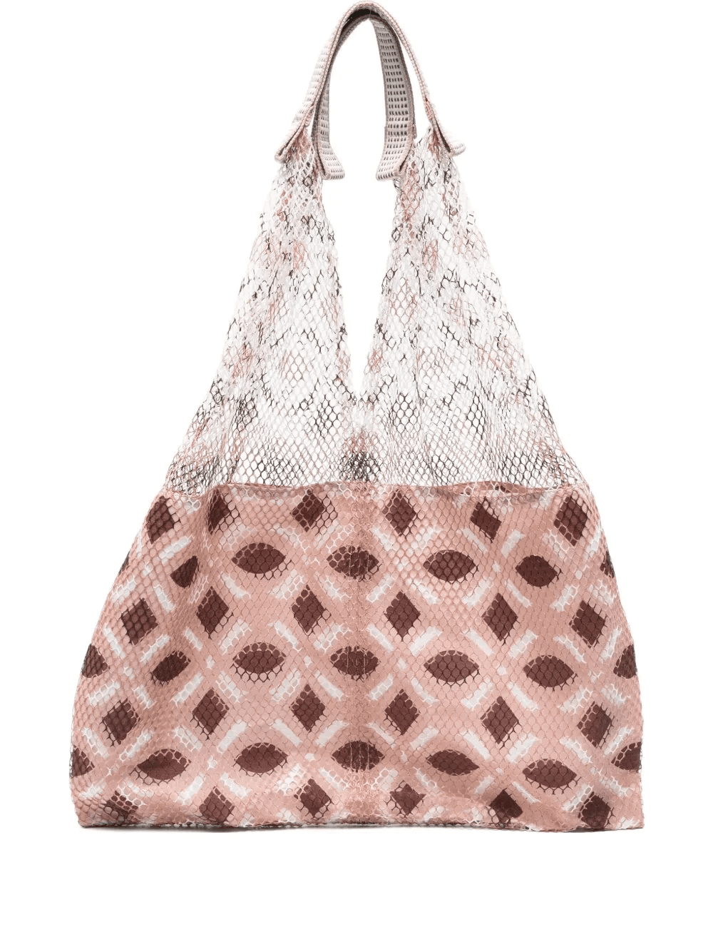 mesh-panel geometric-pattern shoulder bag - Image 1