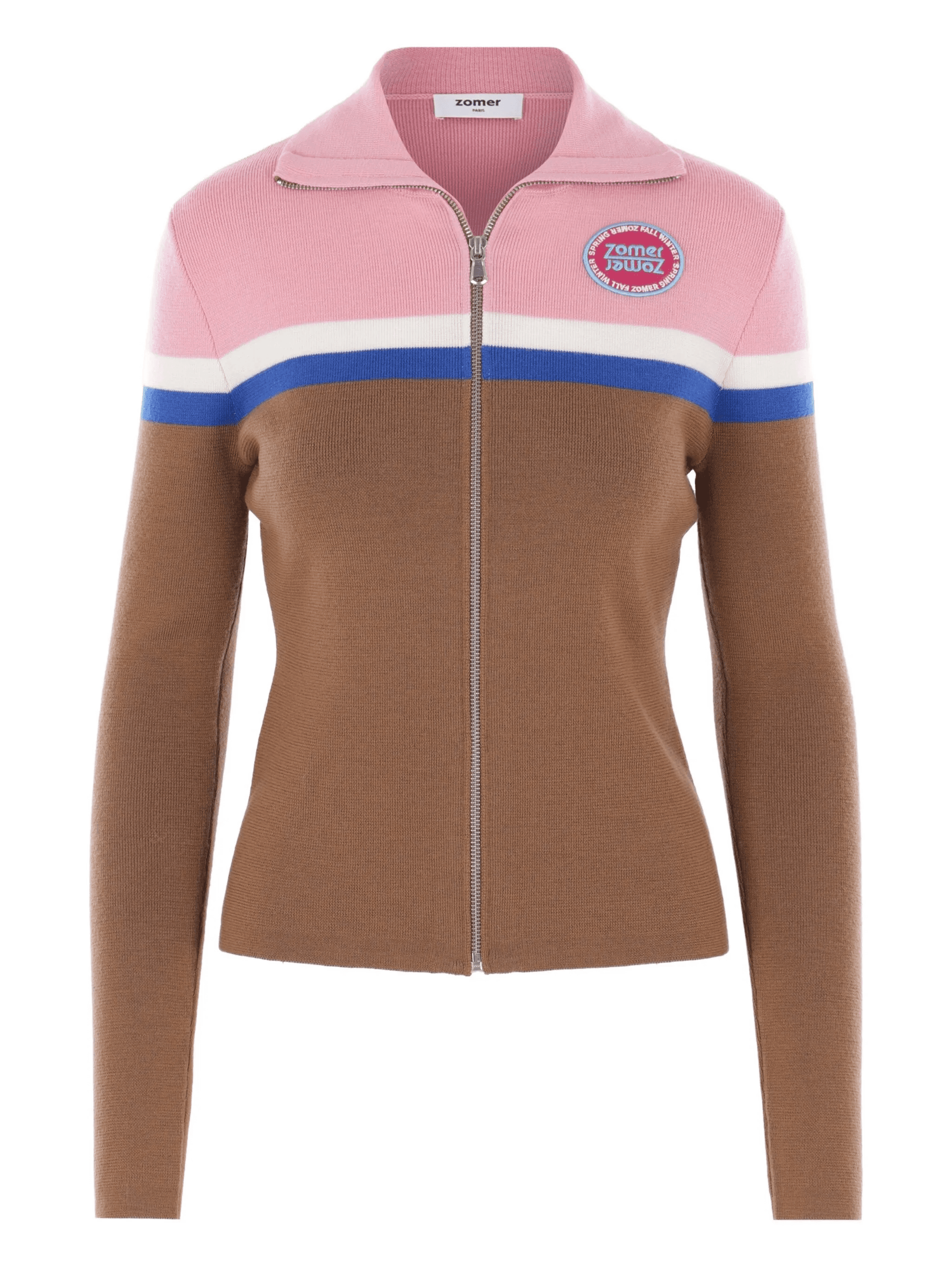 logo-patch zip-fastening cardigan - Image 1