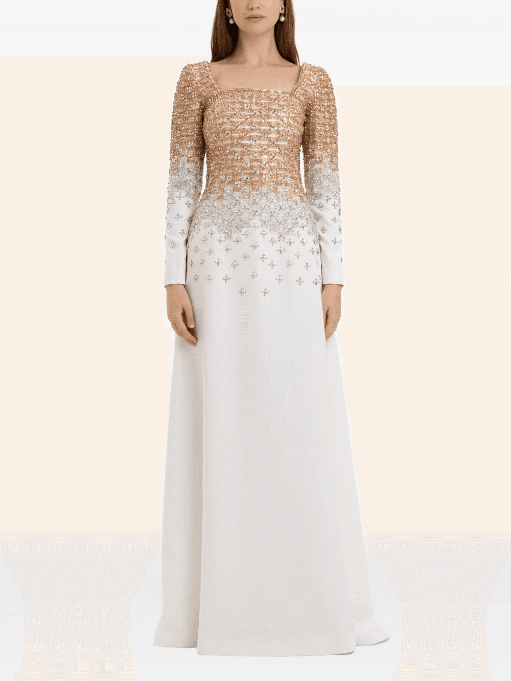 gold silver ombré crystal-embroidered gown - Image 1