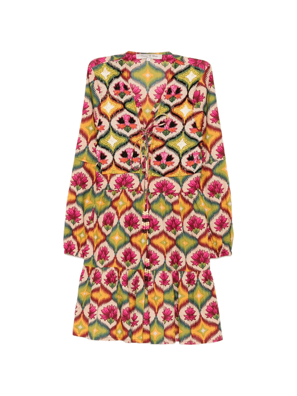 sequin-embellished geometric-print mini dress - Image 1