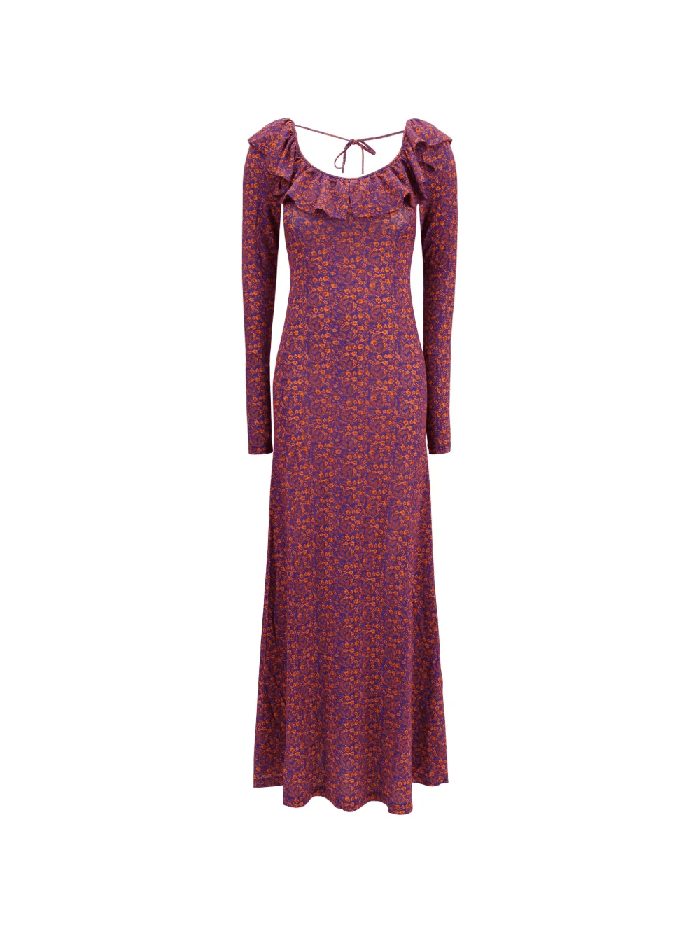 floral-print ruffled-collar maxi dress - Image 1