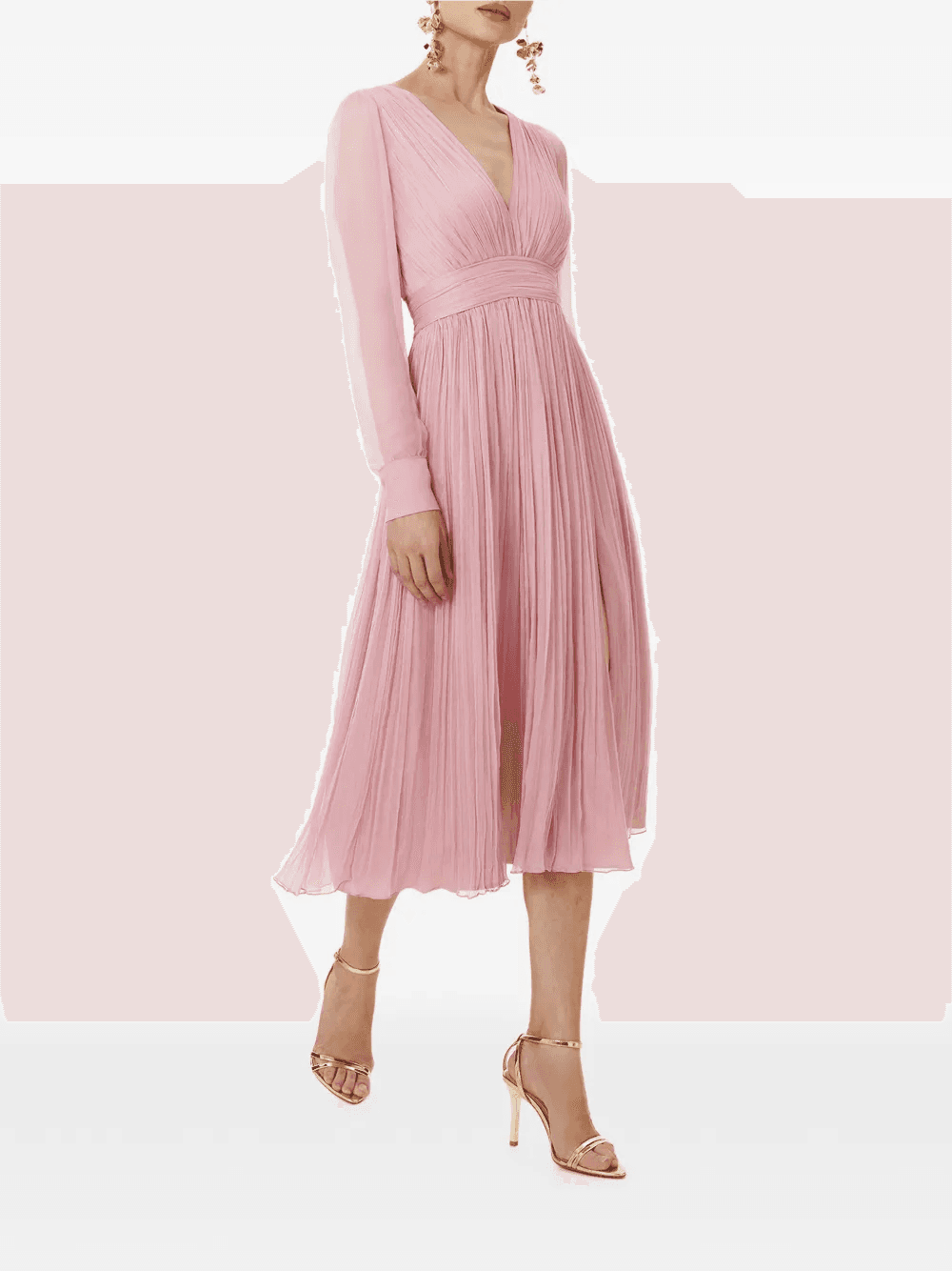 Vasquez long-sleeve silk midi dress - Image 1