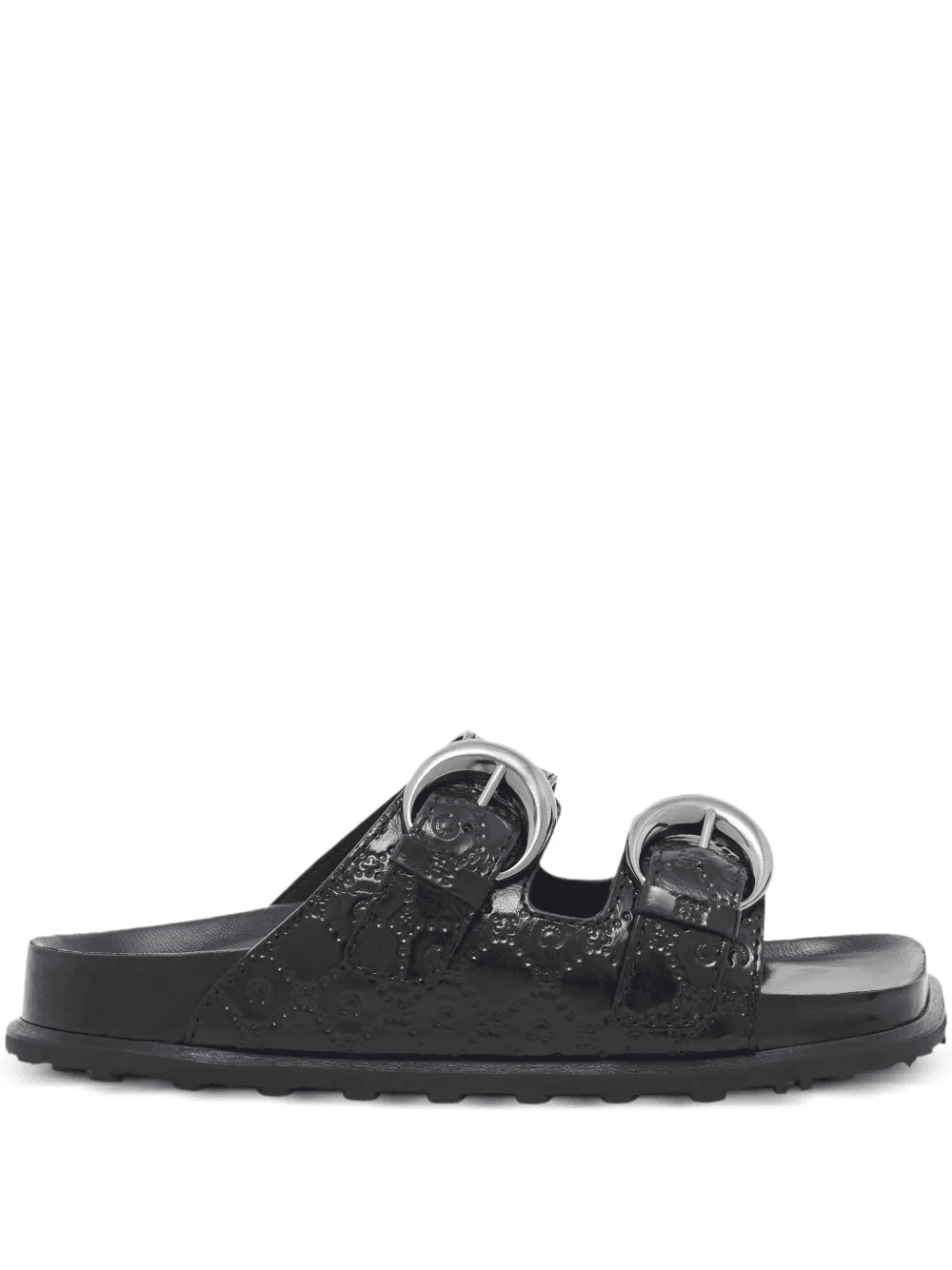 monogram-embossed leather slides - Image 1