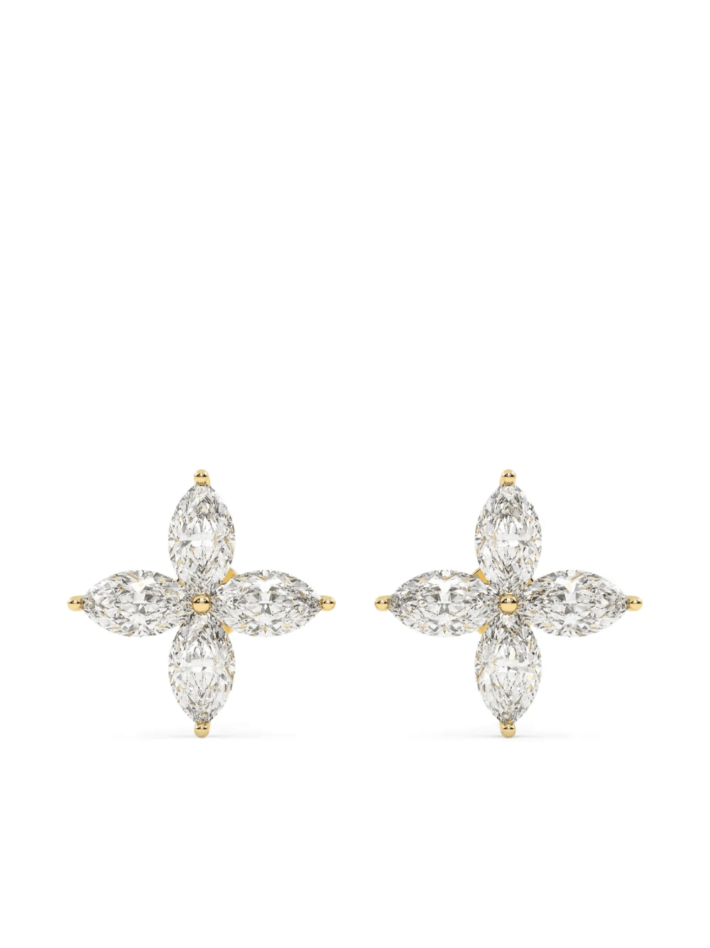 14K yellow gold marquise cluster earrings - Image 1