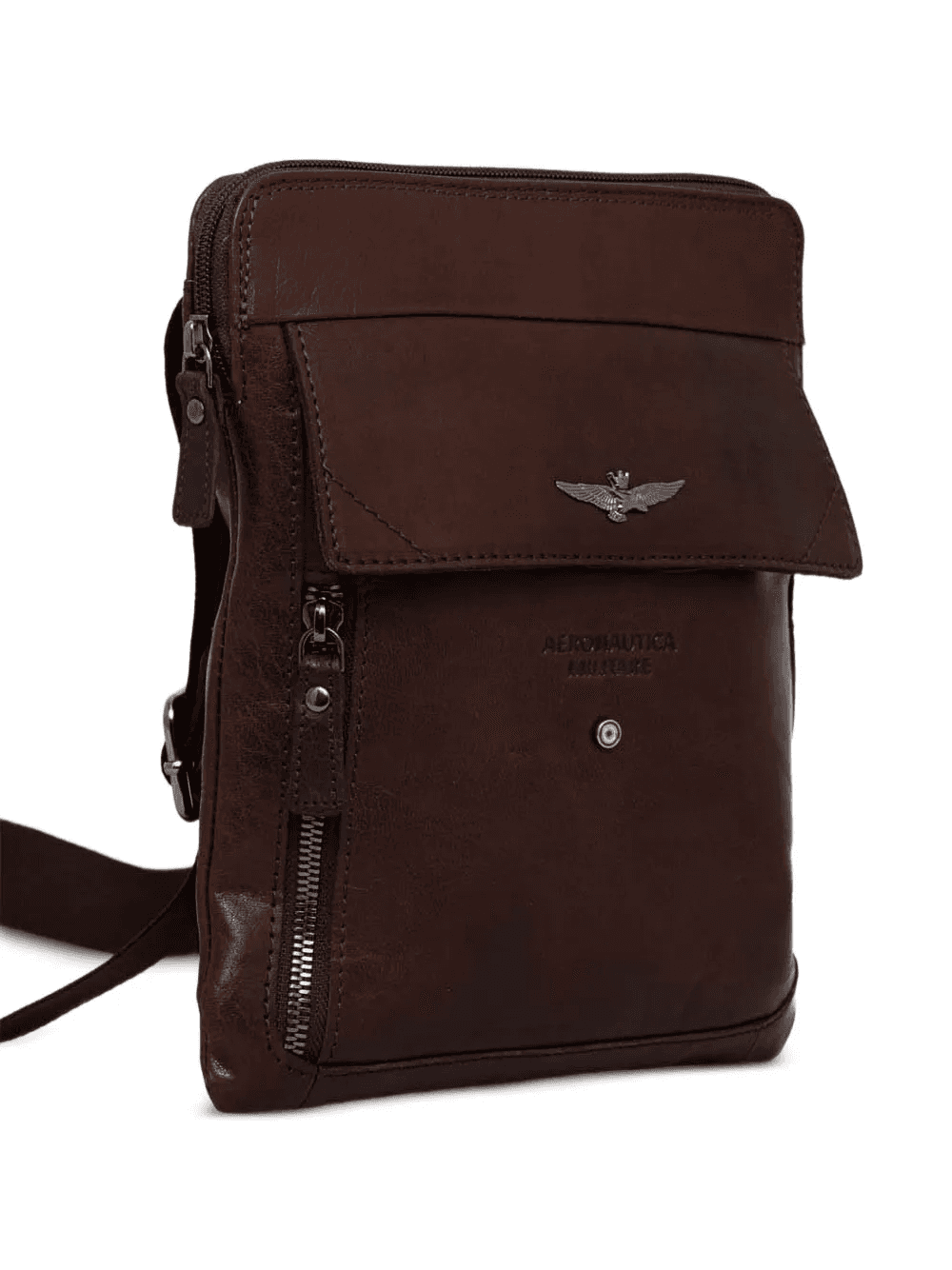 flap-pocket leather messenger bag - Image 1