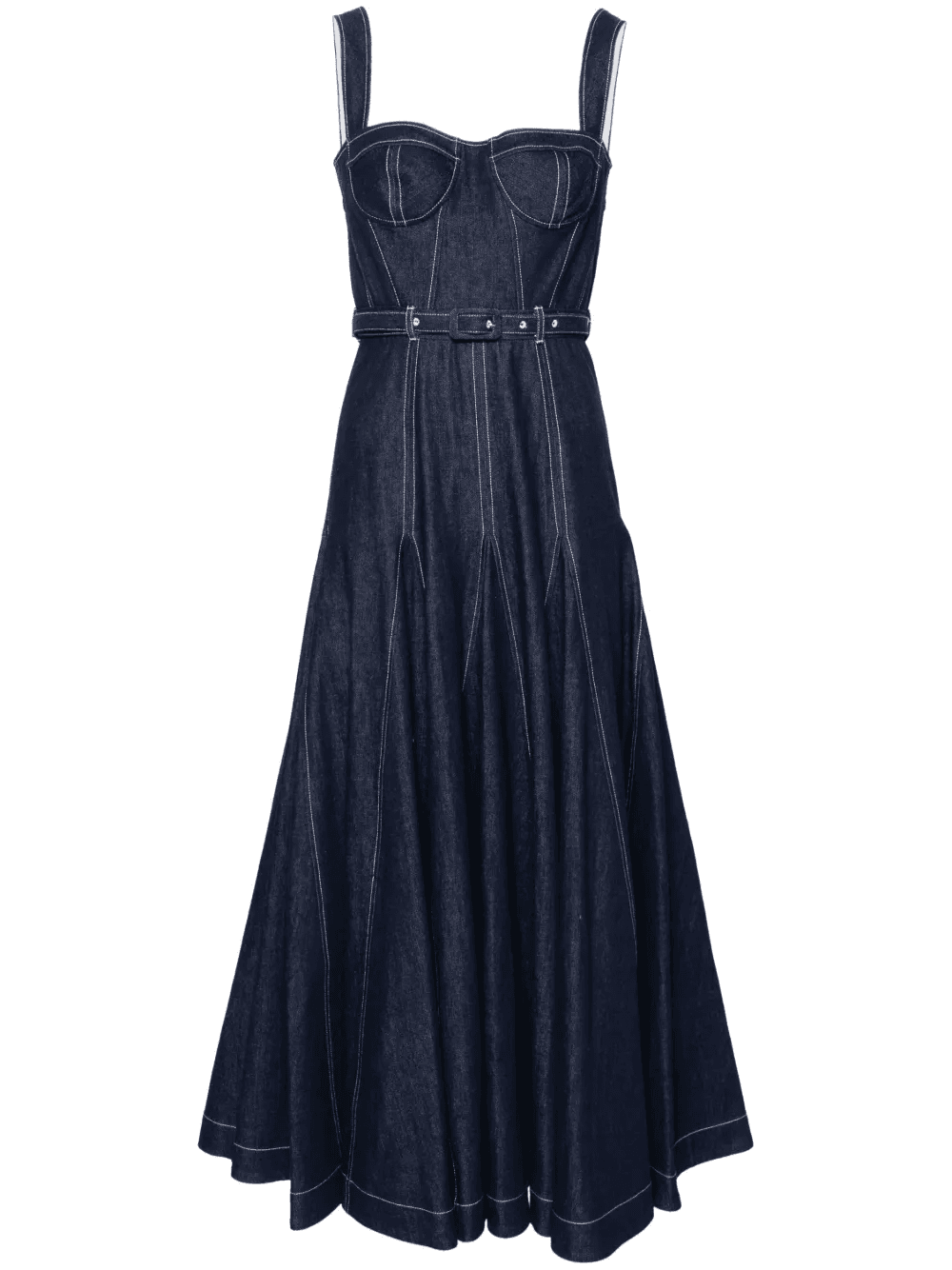 belted denim midi dress - Image 1